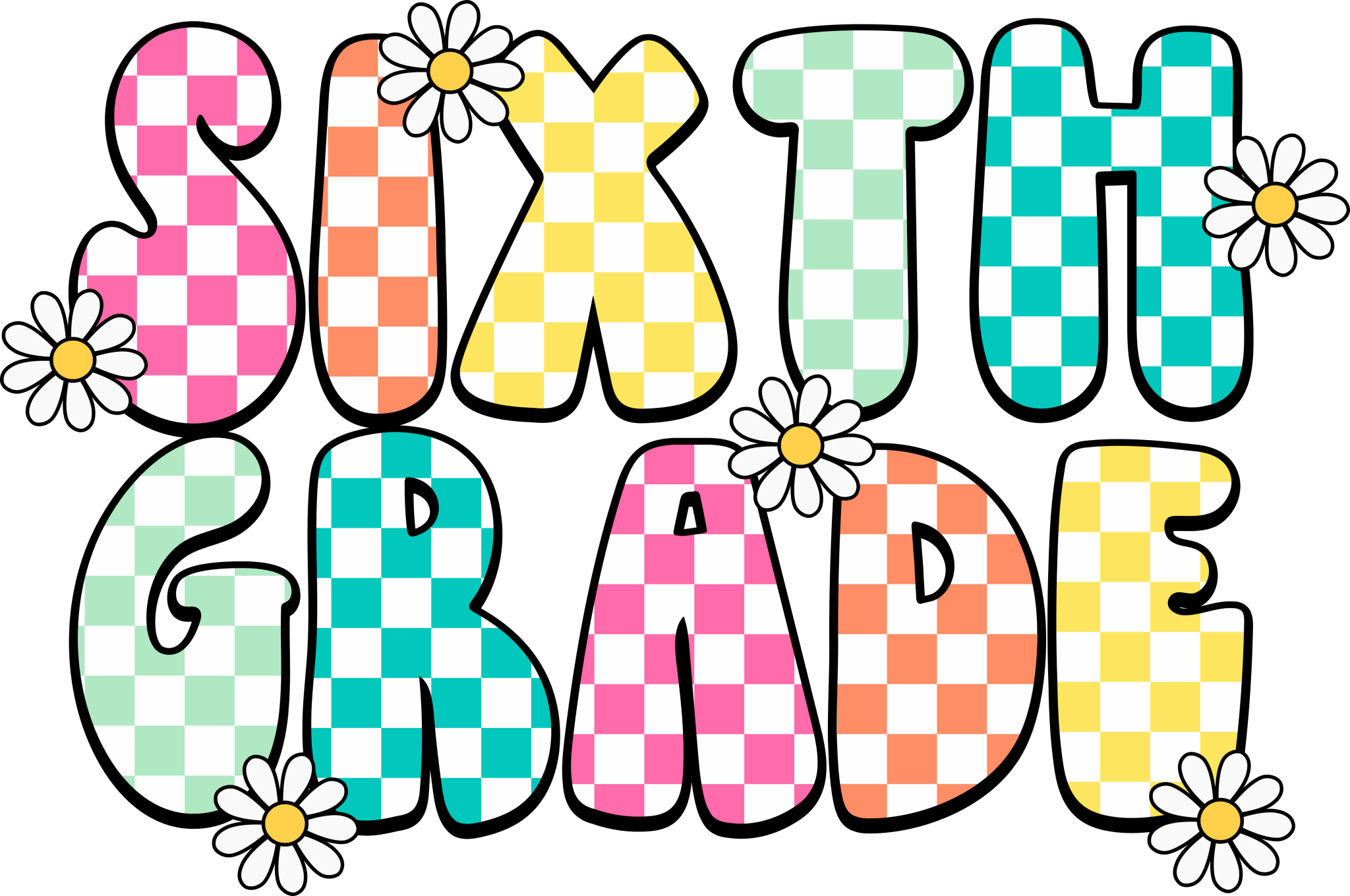 GL1 - Daisy Checkered Daycare - 12th Grade DTF Transfer - My Vinyl Craft