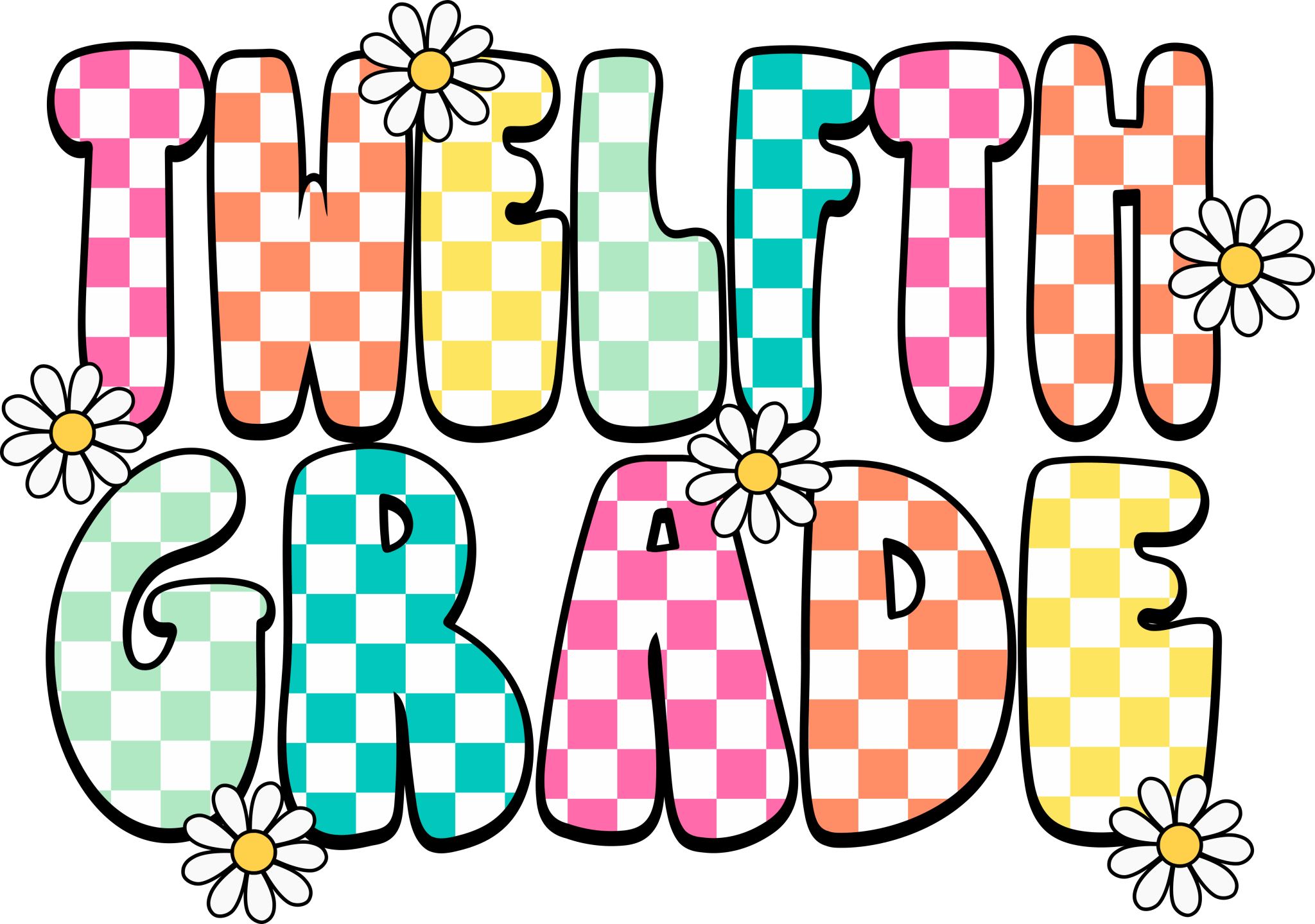 GL1 - Daisy Checkered Daycare - 12th Grade DTF Transfer - My Vinyl Craft