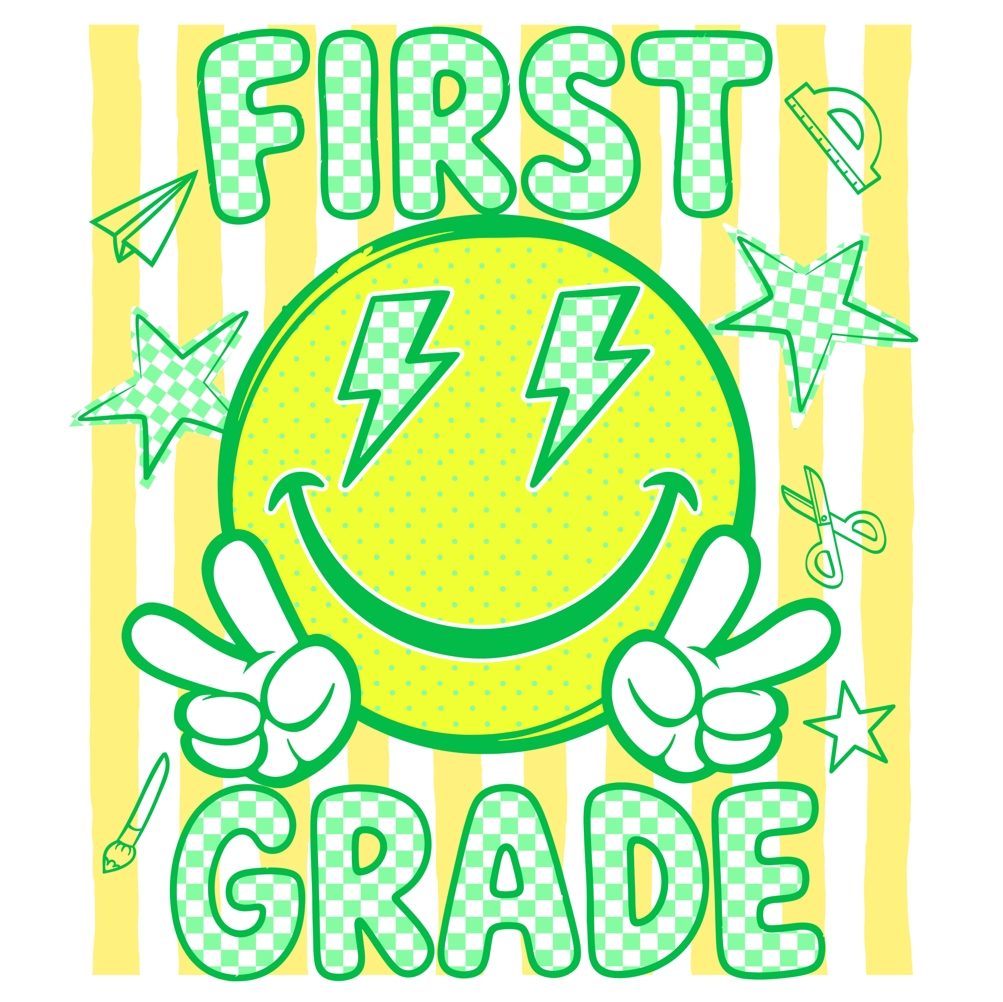 GL2 - Retro Smiley Grade PreK-4th Grade DTF Transfer - My Vinyl Craft