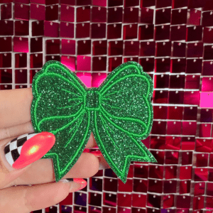 Glitter Girly Bow Iron on Patch Multicolor - My Vinyl Craft