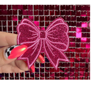 Glitter Girly Bow Iron on Patch Multicolor - My Vinyl Craft