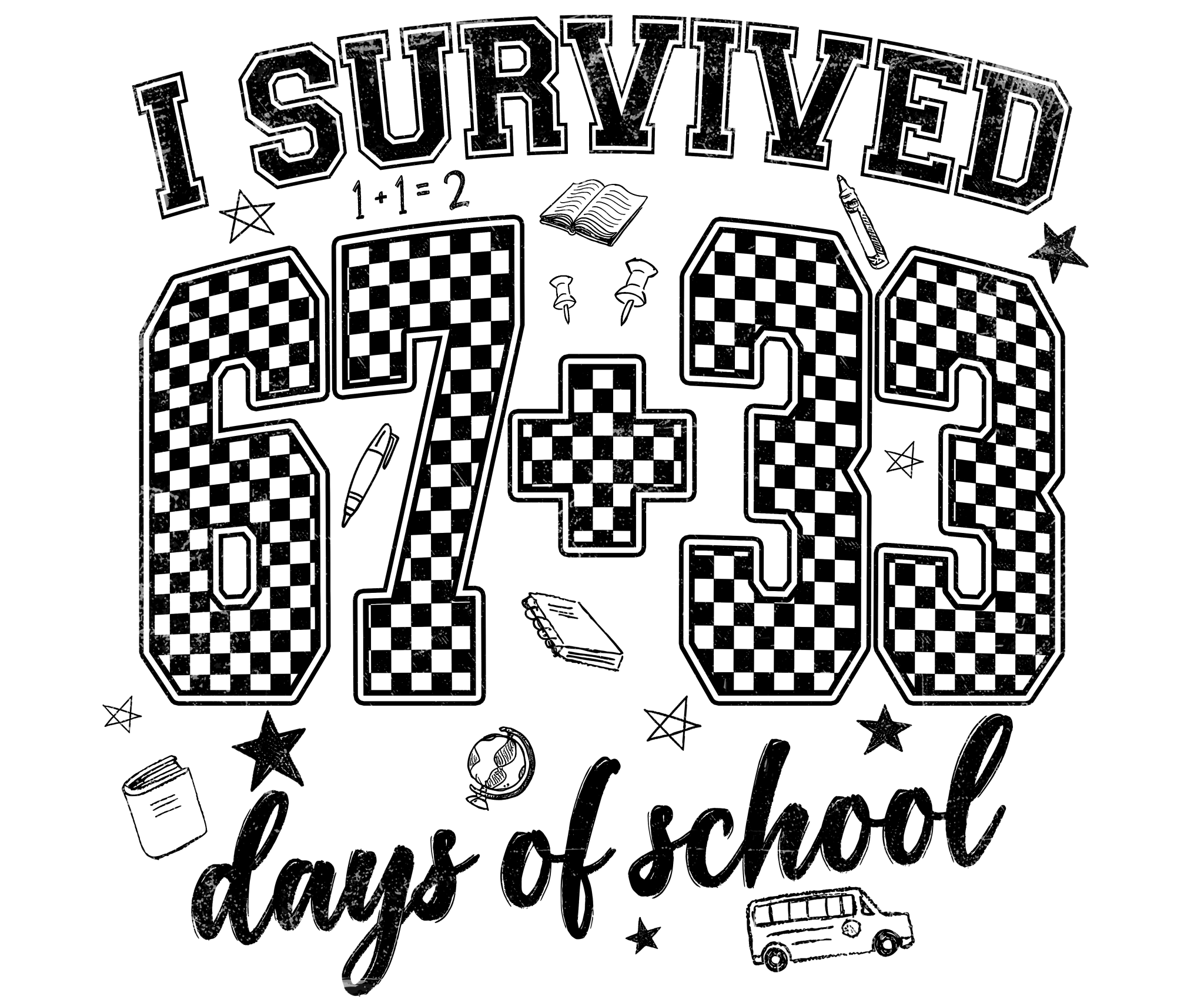 H13 - Black 67 Checkered DTF Transfer - My Vinyl Craft