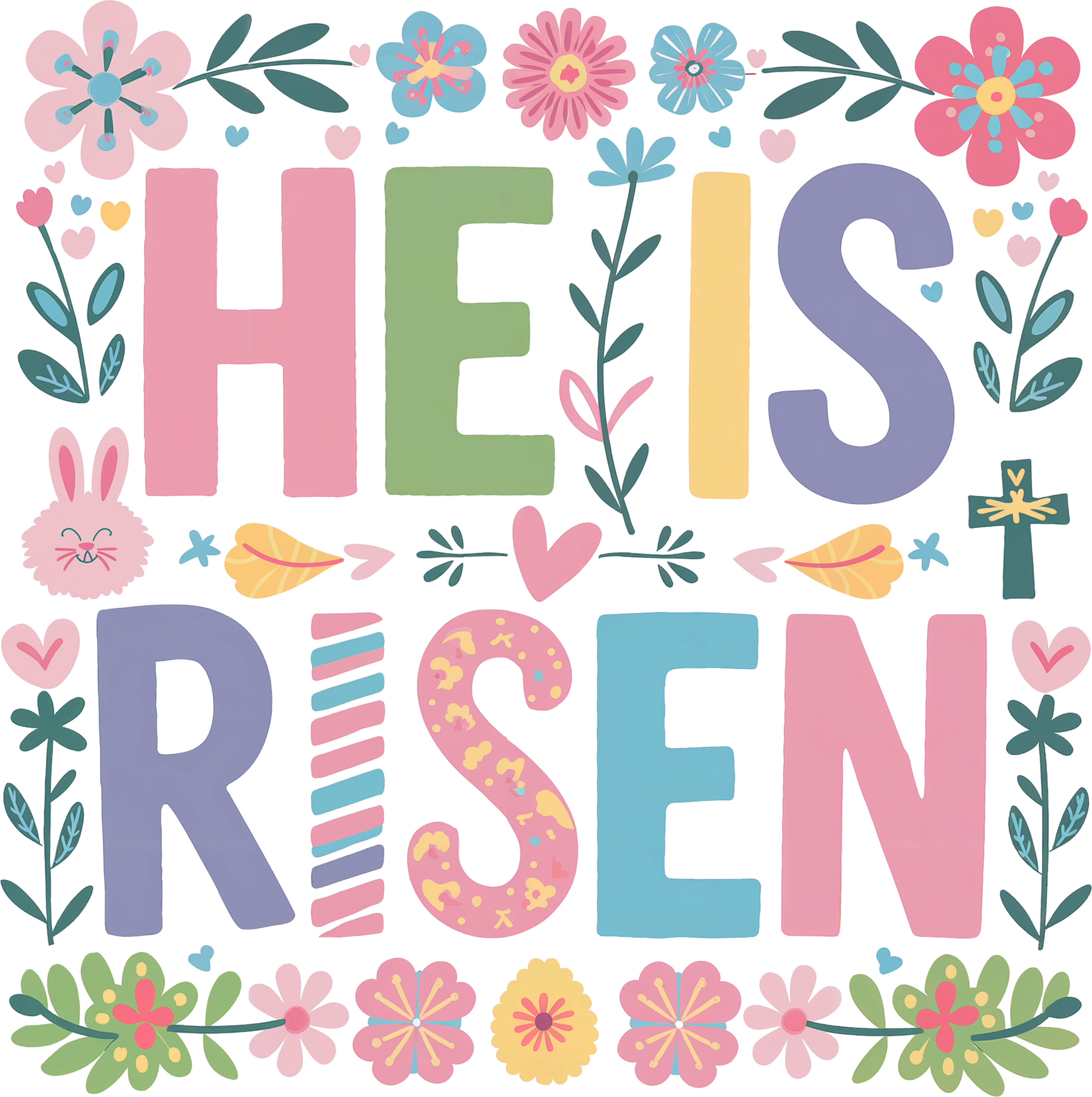 He Is Risen Floral DTF Transfer