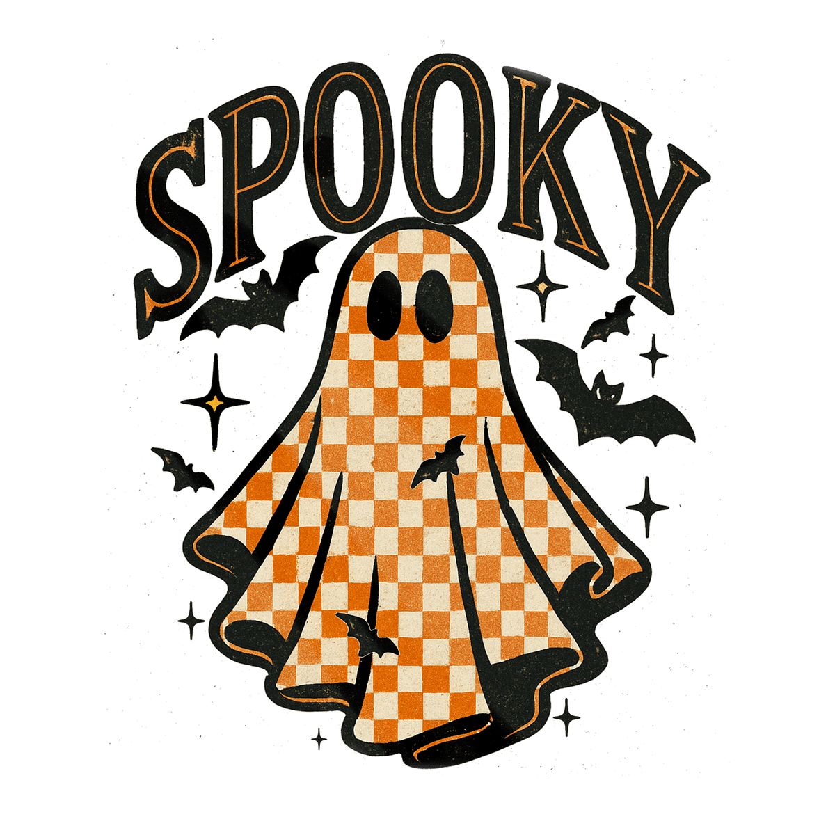 HW17 - Spooky Ghost Checkered DTF Transfer - My Vinyl Craft