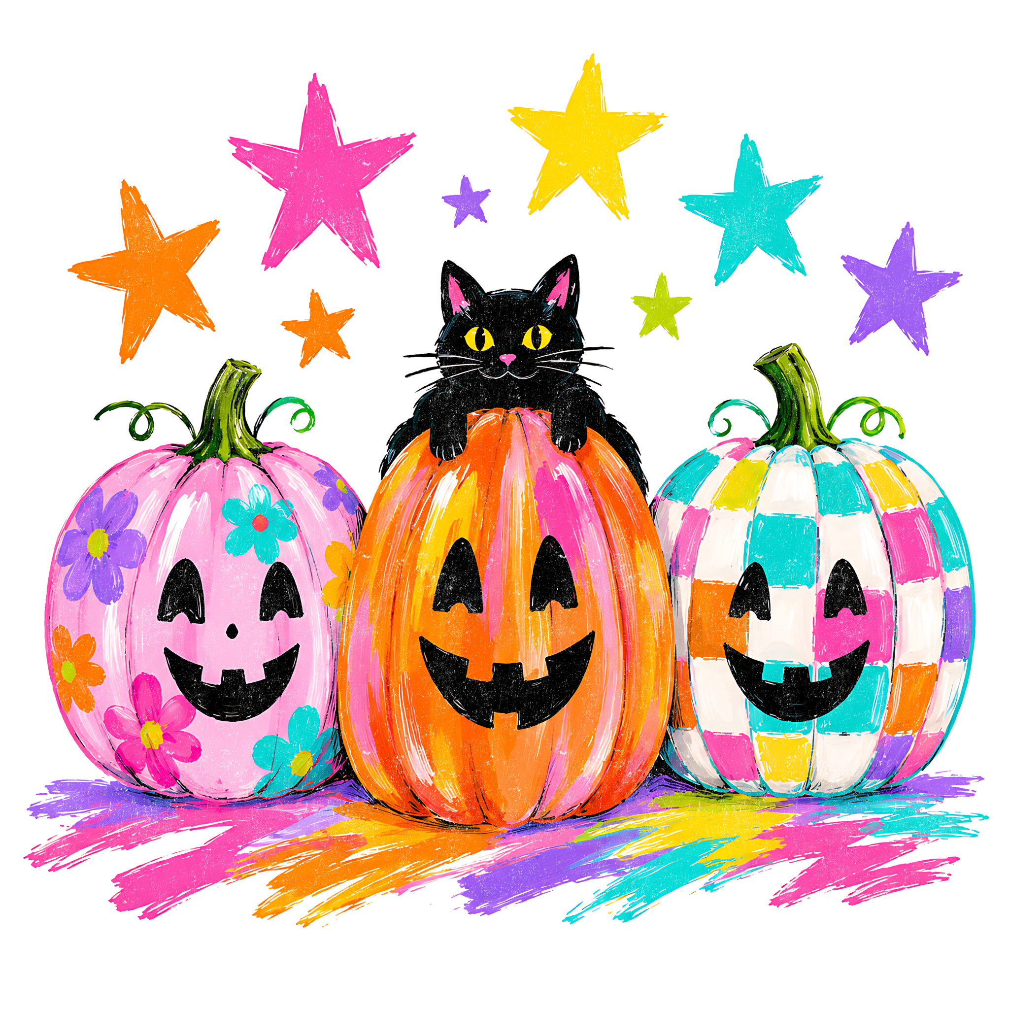HW7 - Bright Pumpkins Transfer - My Vinyl Craft