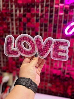 Love Sequins Iron On Patch