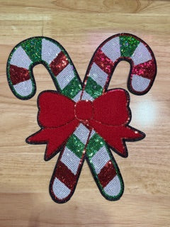 Candy Cane Sequins Patch Iron On