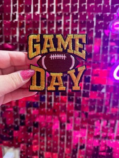 GameDay Block Football Iron On Patch