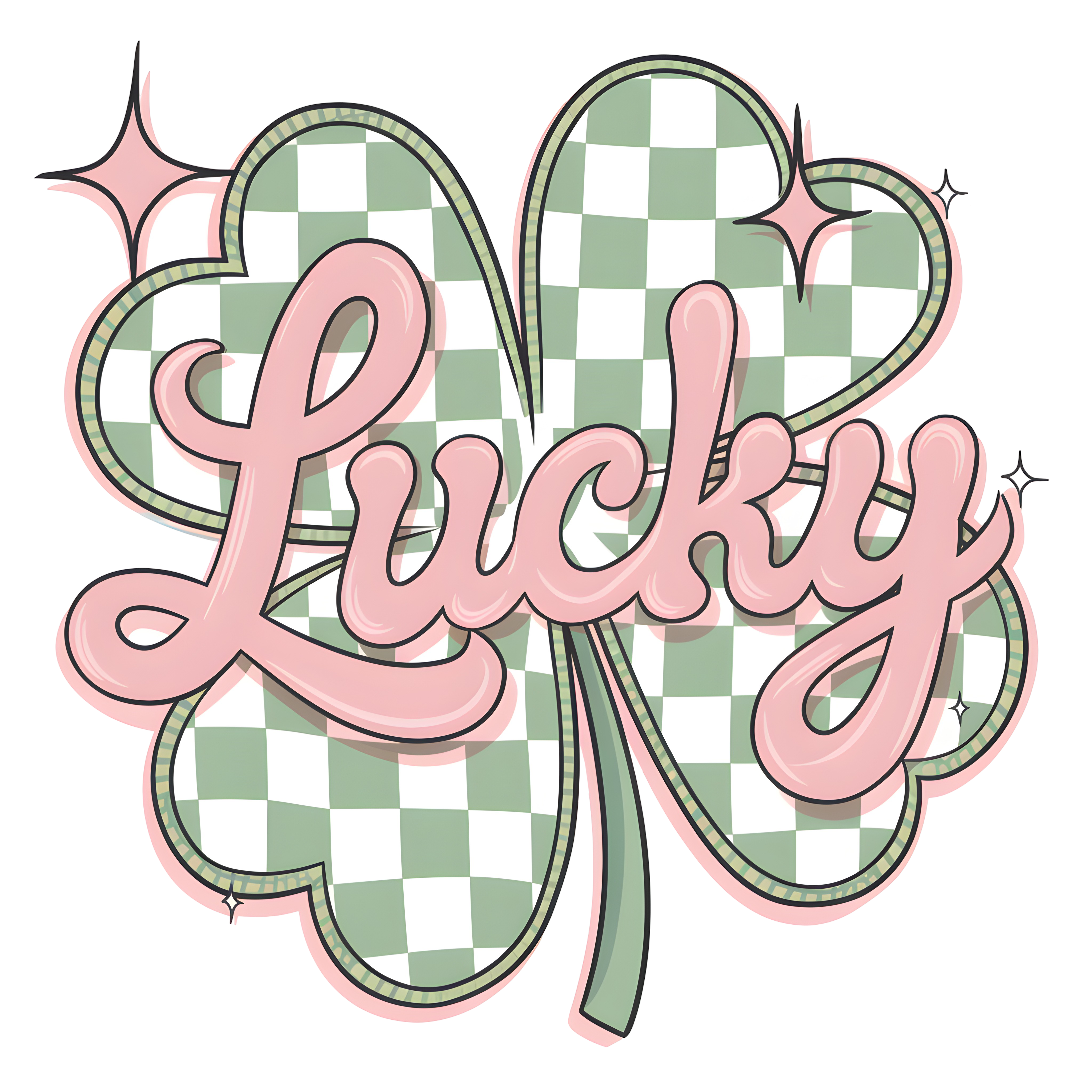 STP13 - Retro Lucky Checkered DTF Transfer