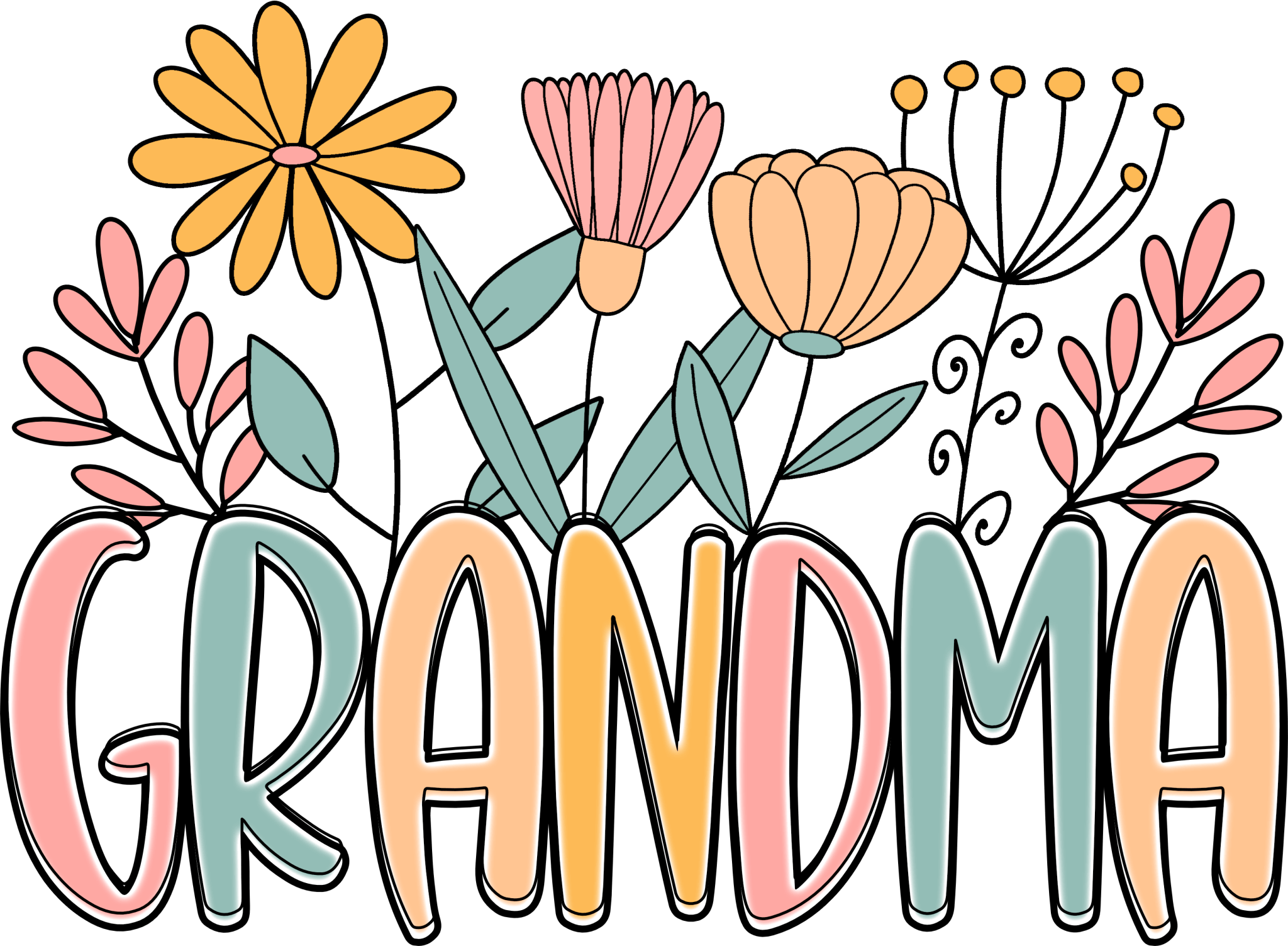 M19 - Pastel Grandma Flowers DTF Transfer - My Vinyl Craft