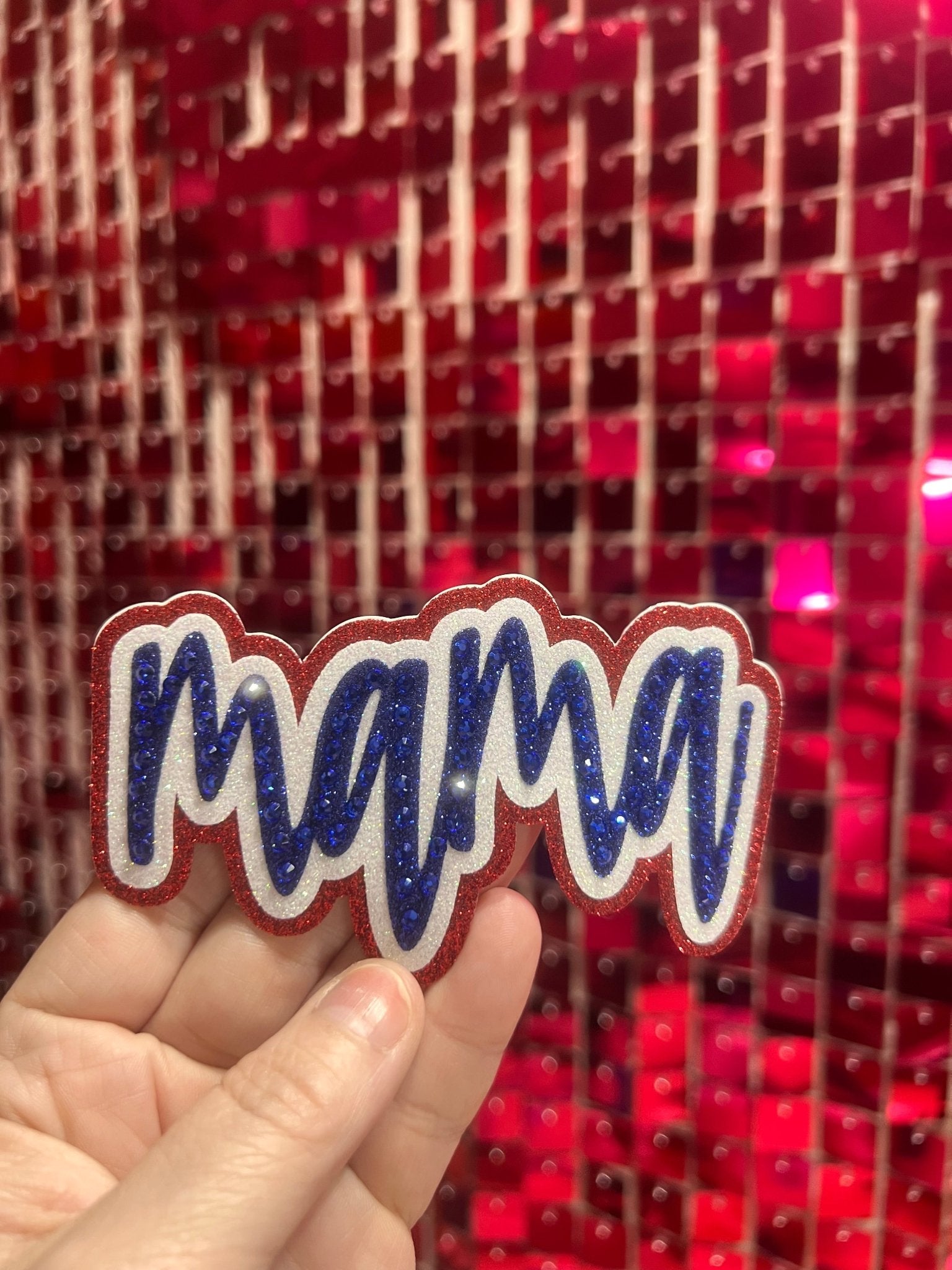Mama Rhinestone RWB Iron On Patch - My Vinyl Craft