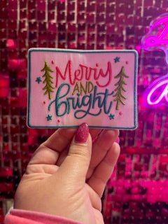 Merry and Bright Neon Iron On Patch - My Vinyl Craft