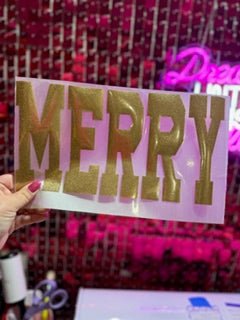 Merry University Puff Glitter HTV Transfer **PRE - ORDER** - My Vinyl Craft