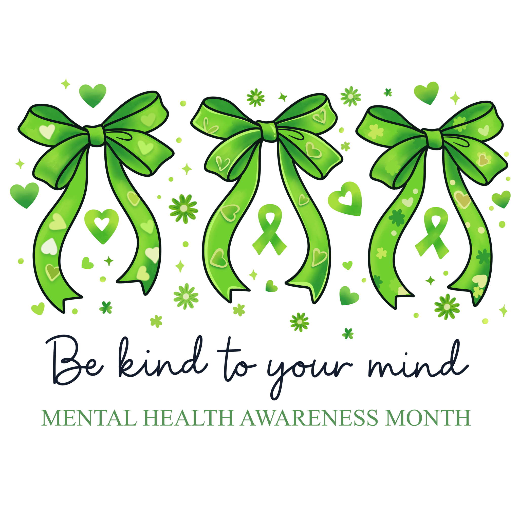 MH7 - Mental Health Bows DTF Transfer - My Vinyl Craft