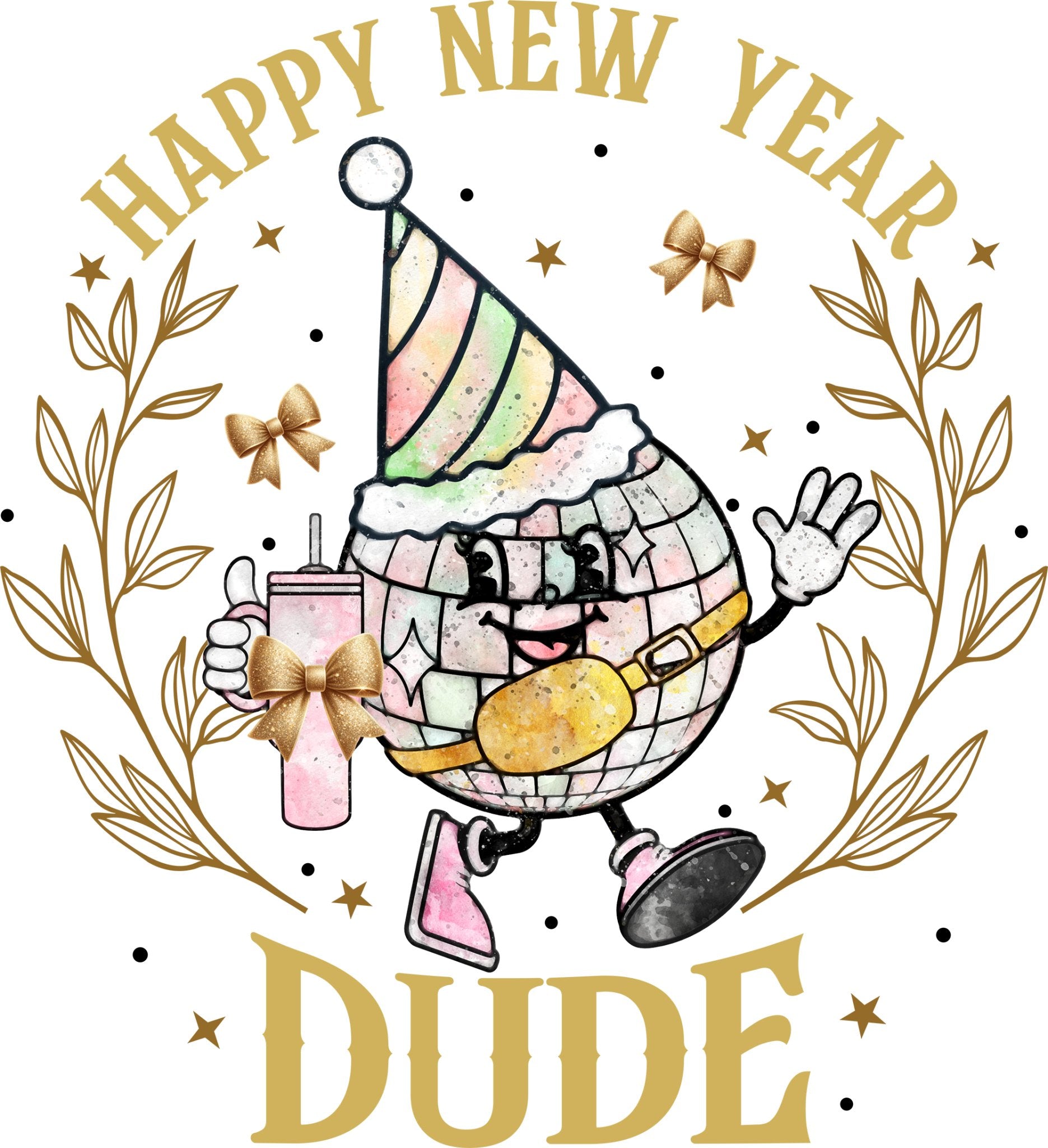 New Year Dude DTF Transfer - NY5 - My Vinyl Craft