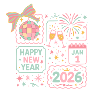 NY1 - New Year Doodle DTF Transfer - My Vinyl Craft