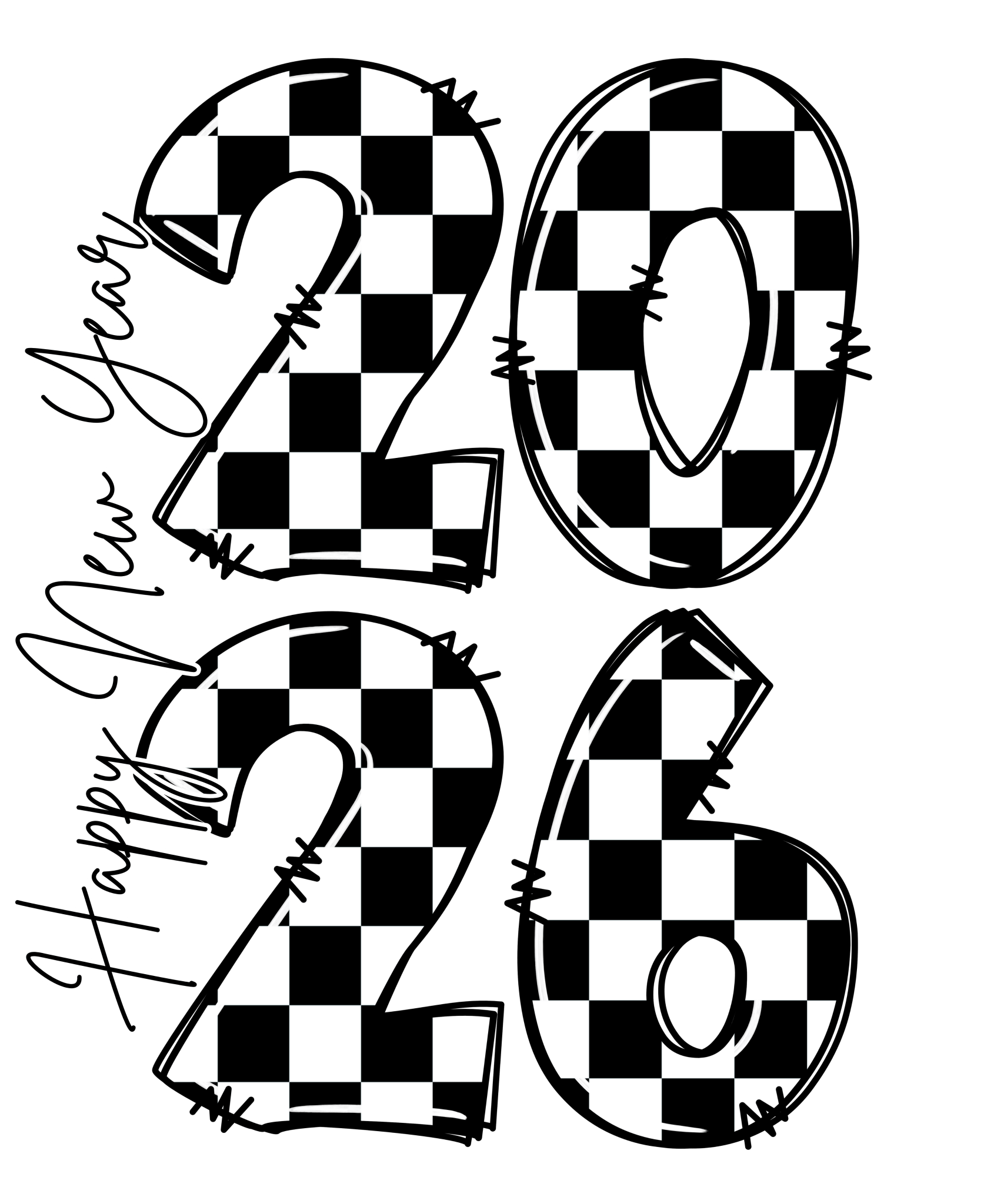 NY8 - New Year Checkered DTF Transfer - My Vinyl Craft