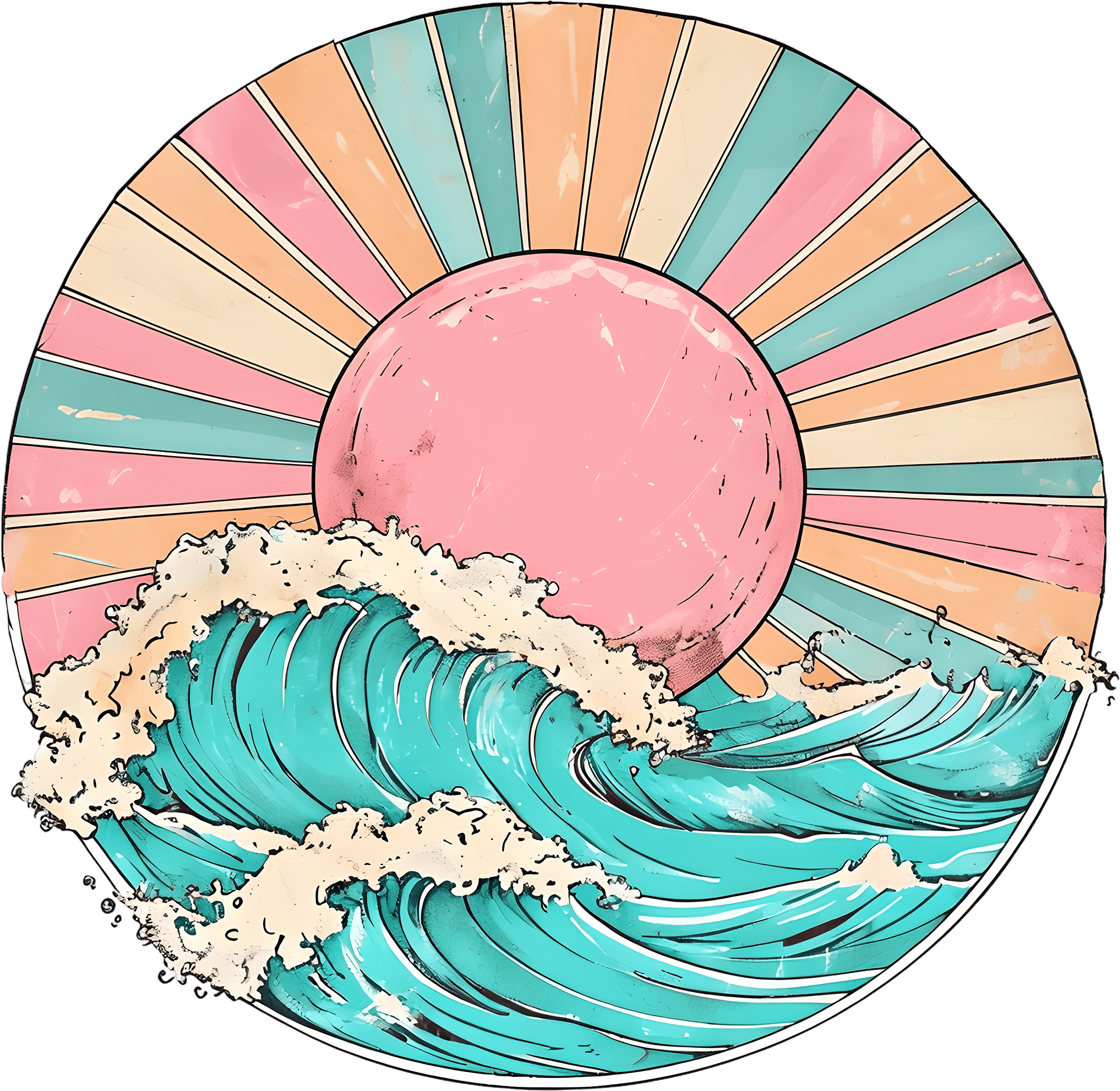 Ocean Waves Hat DTF Transfer - My Vinyl Craft