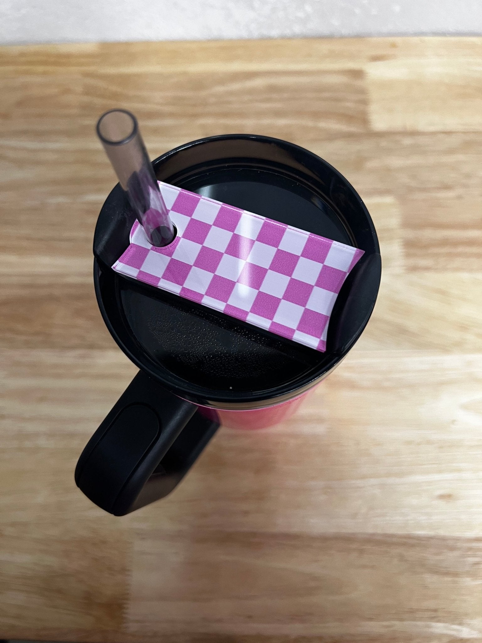 Pink Checkered Cup Topper - My Vinyl Craft