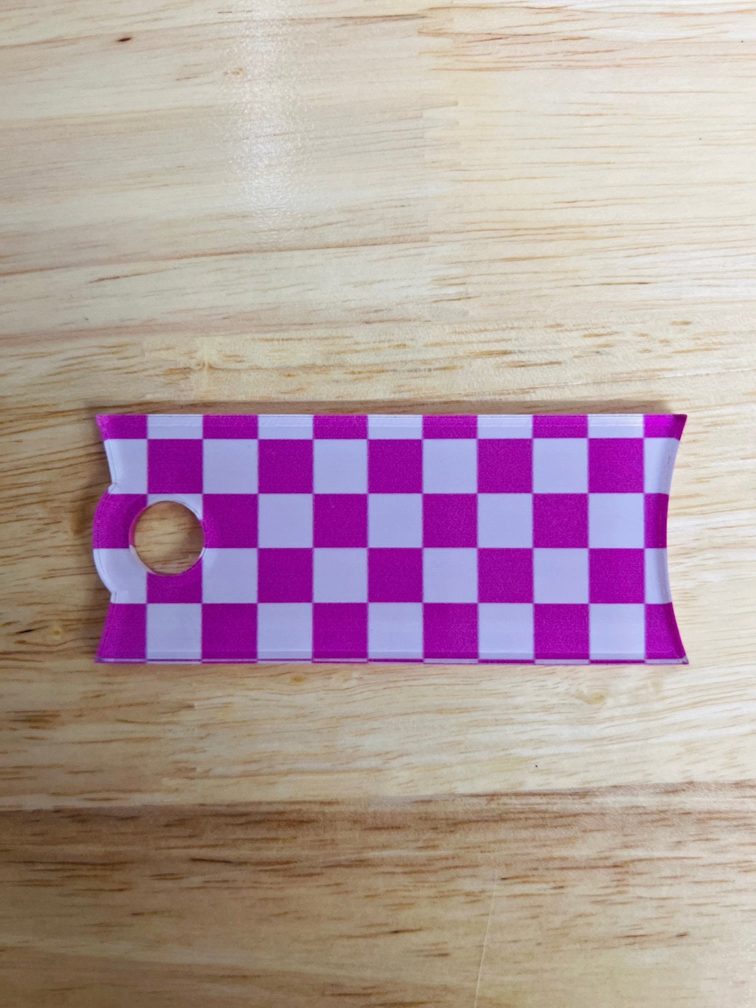 Pink Checkered Cup Topper - My Vinyl Craft