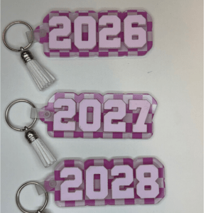 Pink Checkered Keychain - My Vinyl Craft