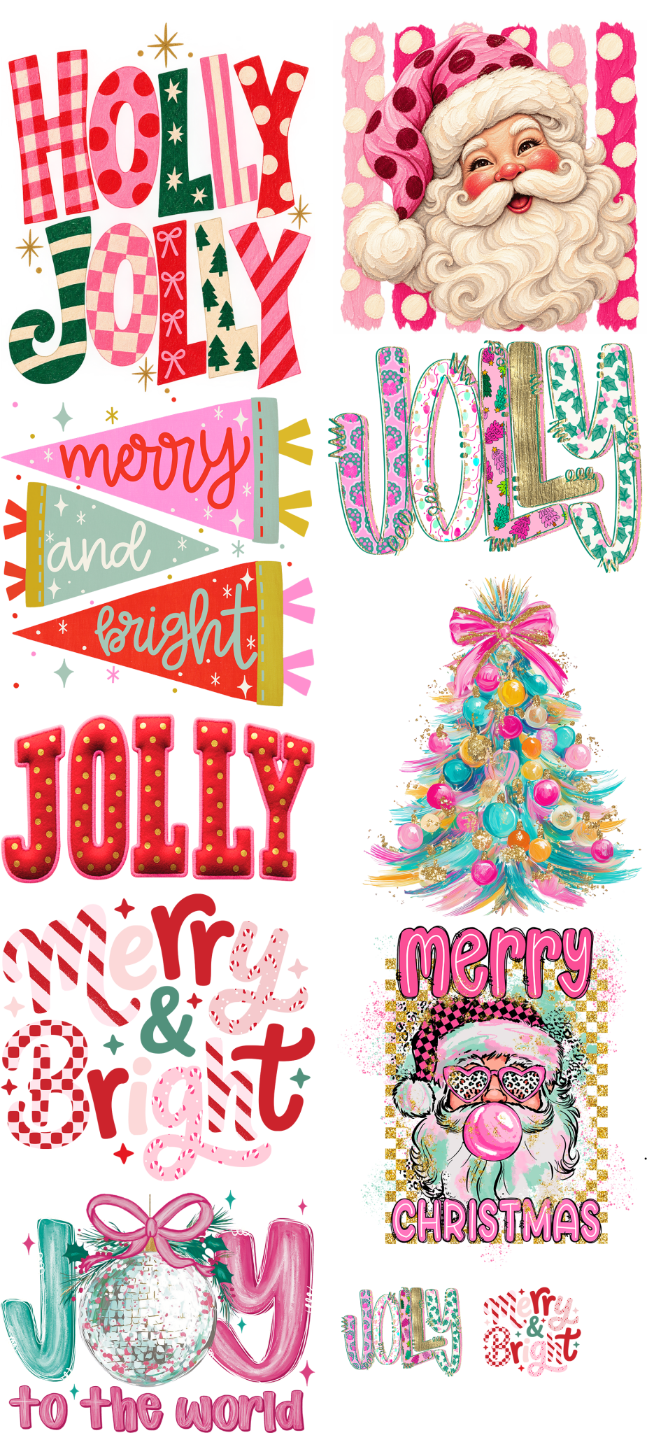 Pink Christmas Pre-Made DTF Gangsheet - My Vinyl Craft