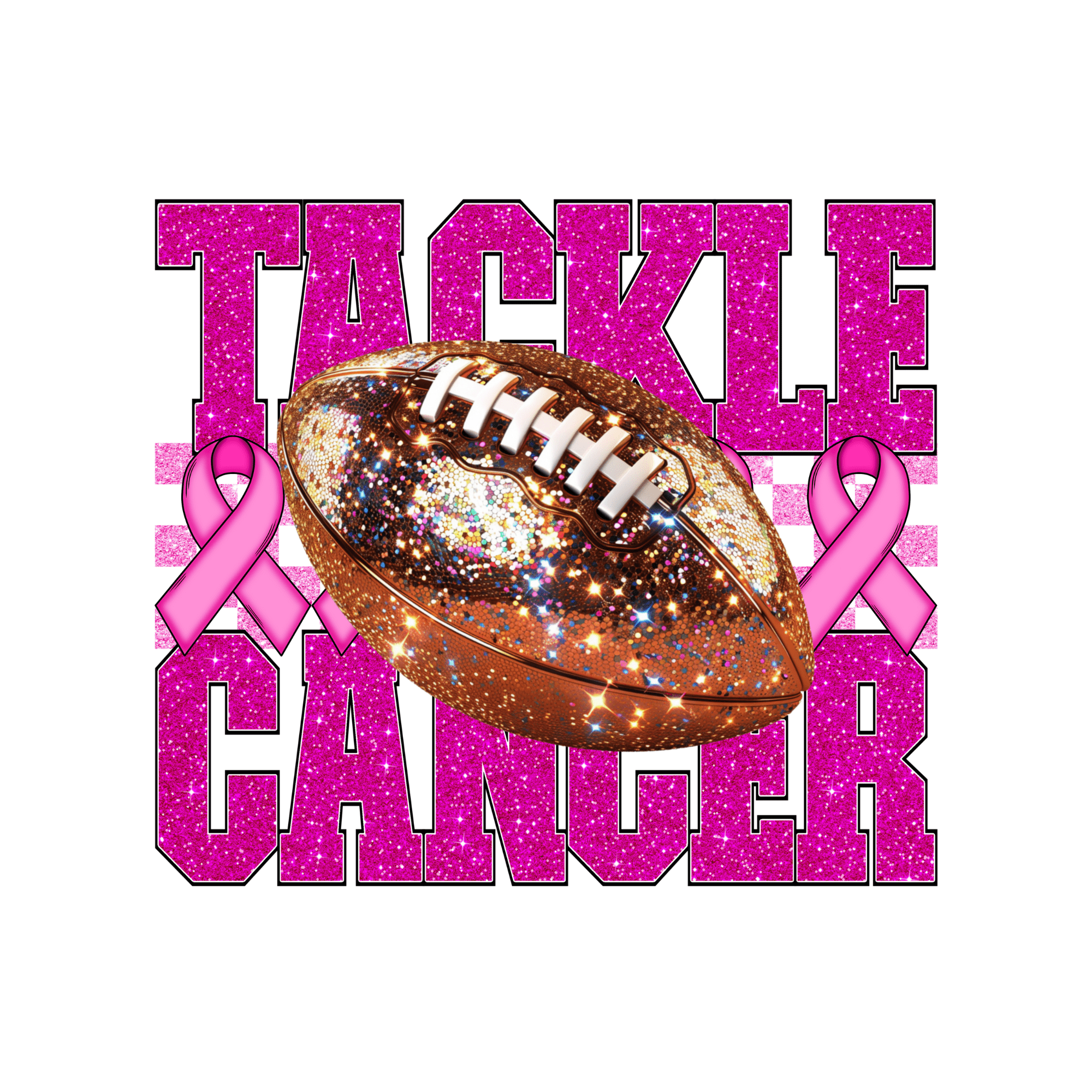 PO11 - Tackle Cancer Faux Sequins DTF Transfer - My Vinyl Craft