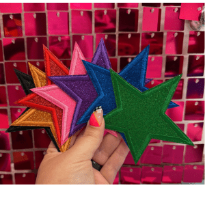 Pointy Glitter Stars Iron On Patch - My Vinyl Craft