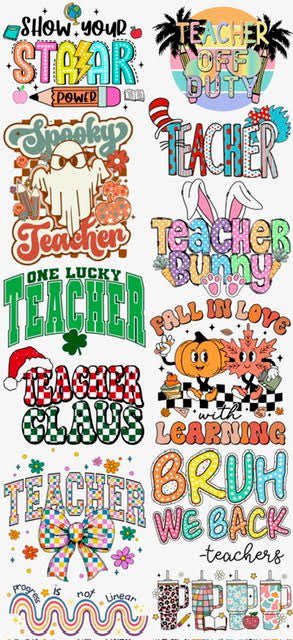Pre - Made Teacher DTF Gang Sheet - My Vinyl Craft