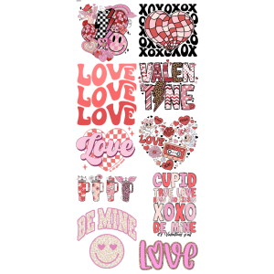 Pre - Made Valentines Love DTF Gang Sheet - My Vinyl Craft
