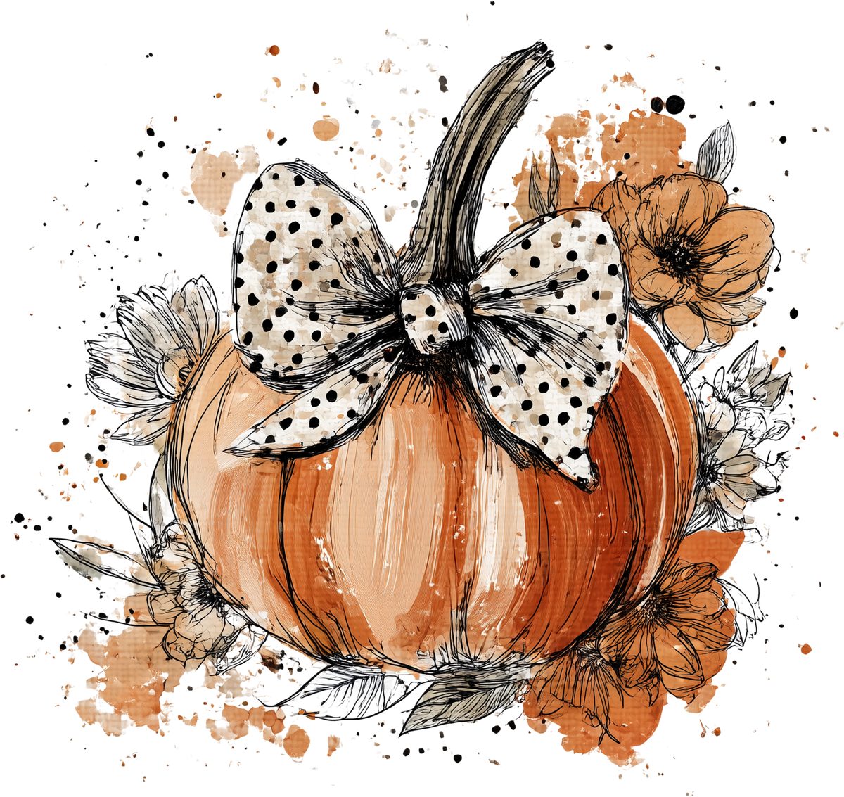 FL11 - Watercolor Pumpkin DTF Transfer