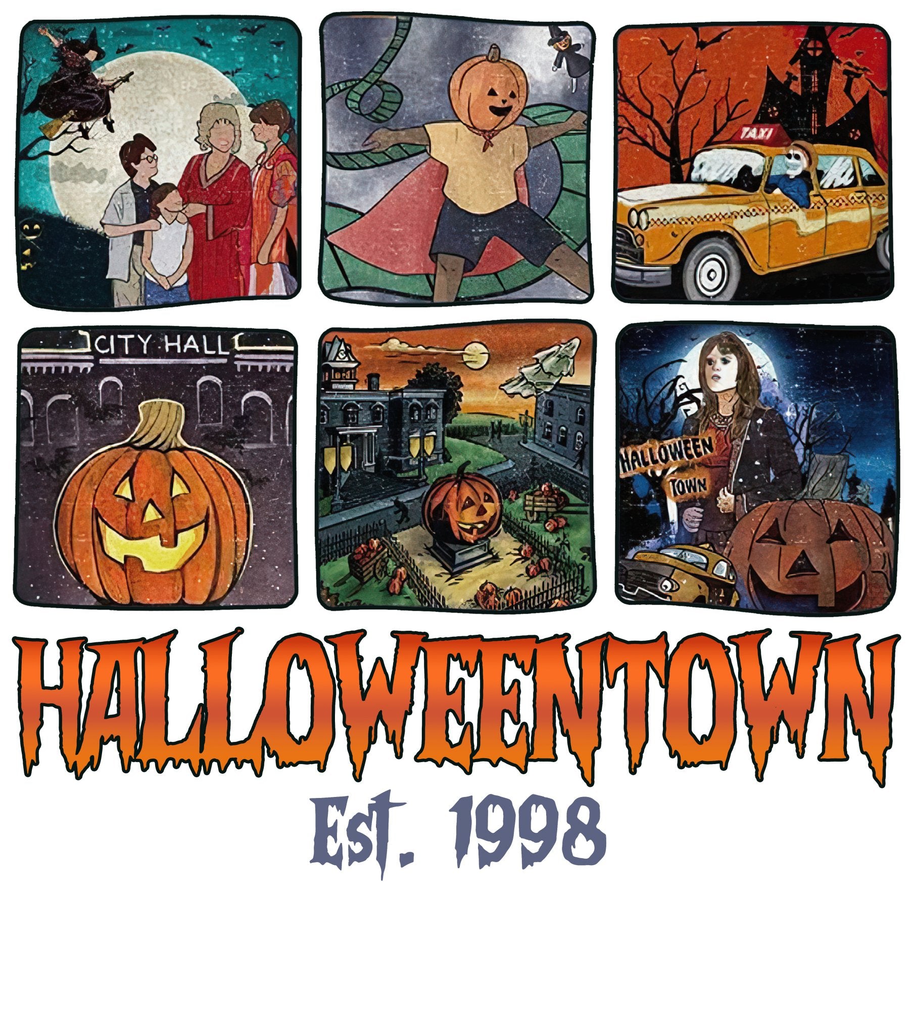 Retro Halloween Town DTF Transfer - My Vinyl Craft