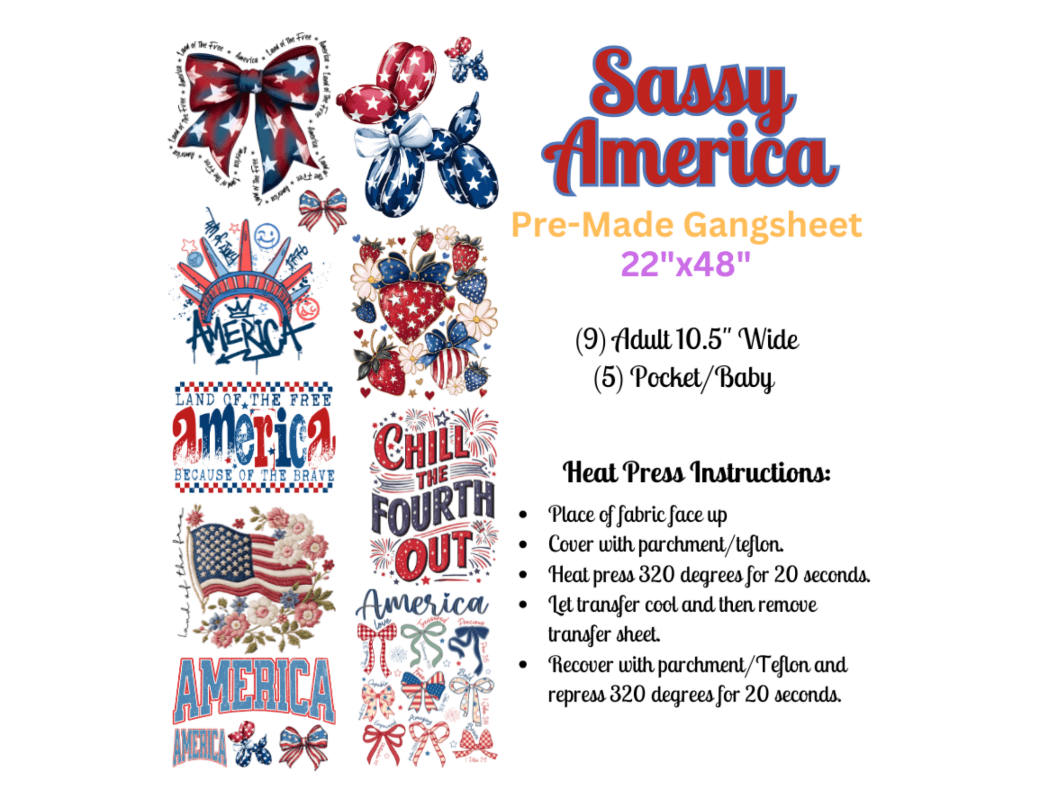 Sassy America Pre - Made Gangsheeet - My Vinyl Craft