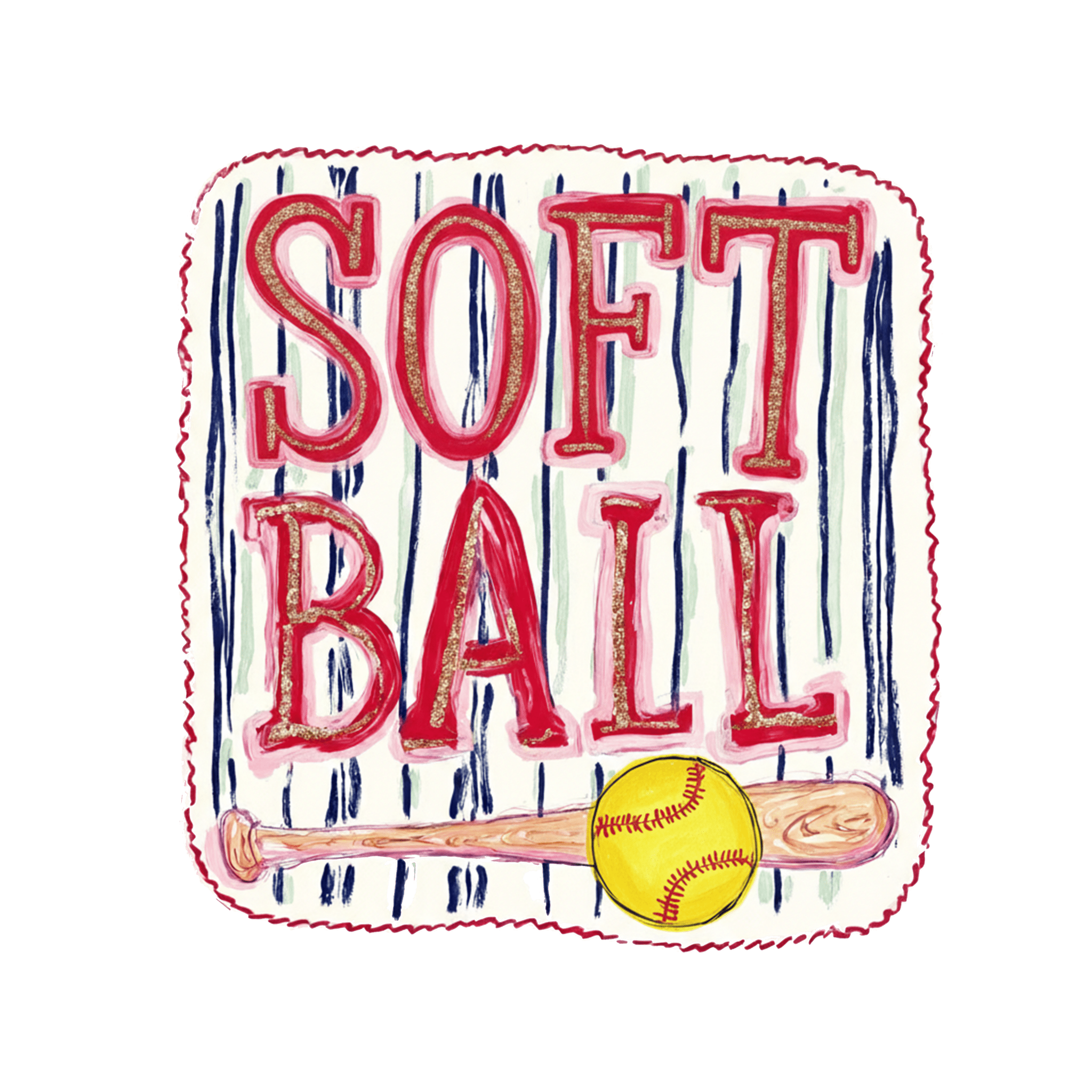 SB10 - Softball Doodle DTF Transfer - My Vinyl Craft