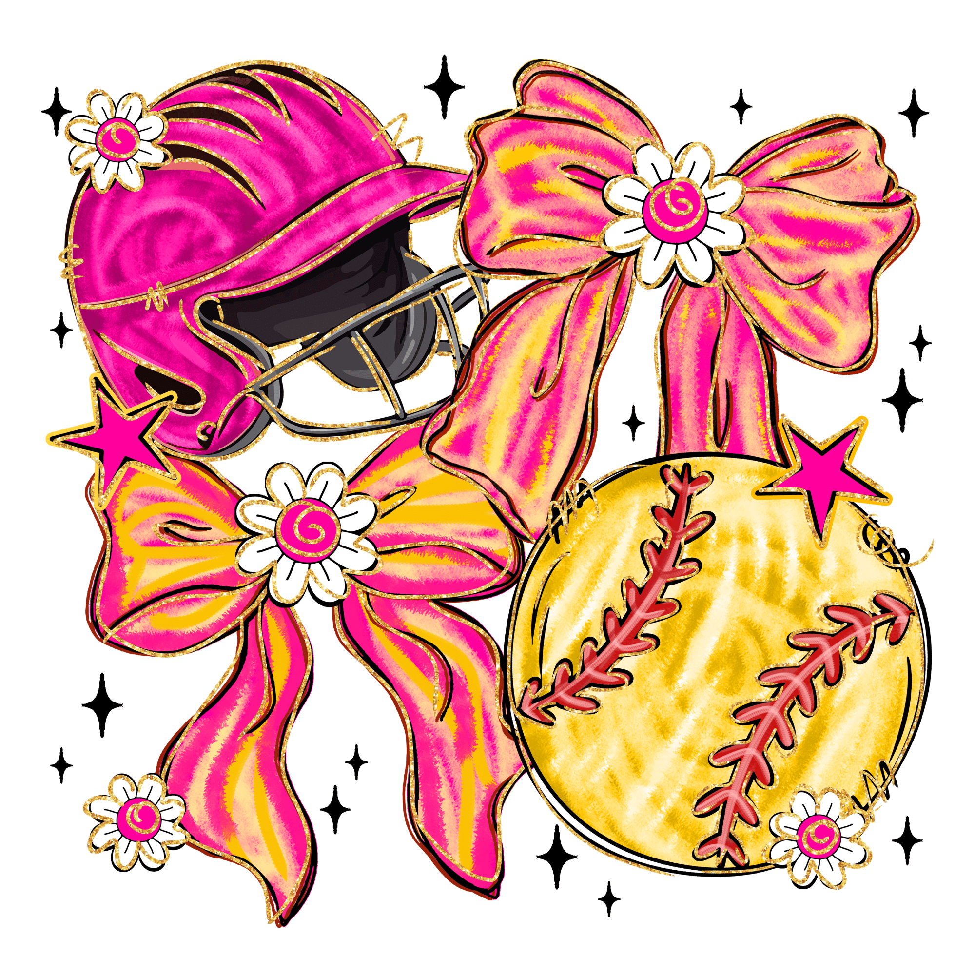 SB7 - Girly Softball DTF Transfer - My Vinyl Craft