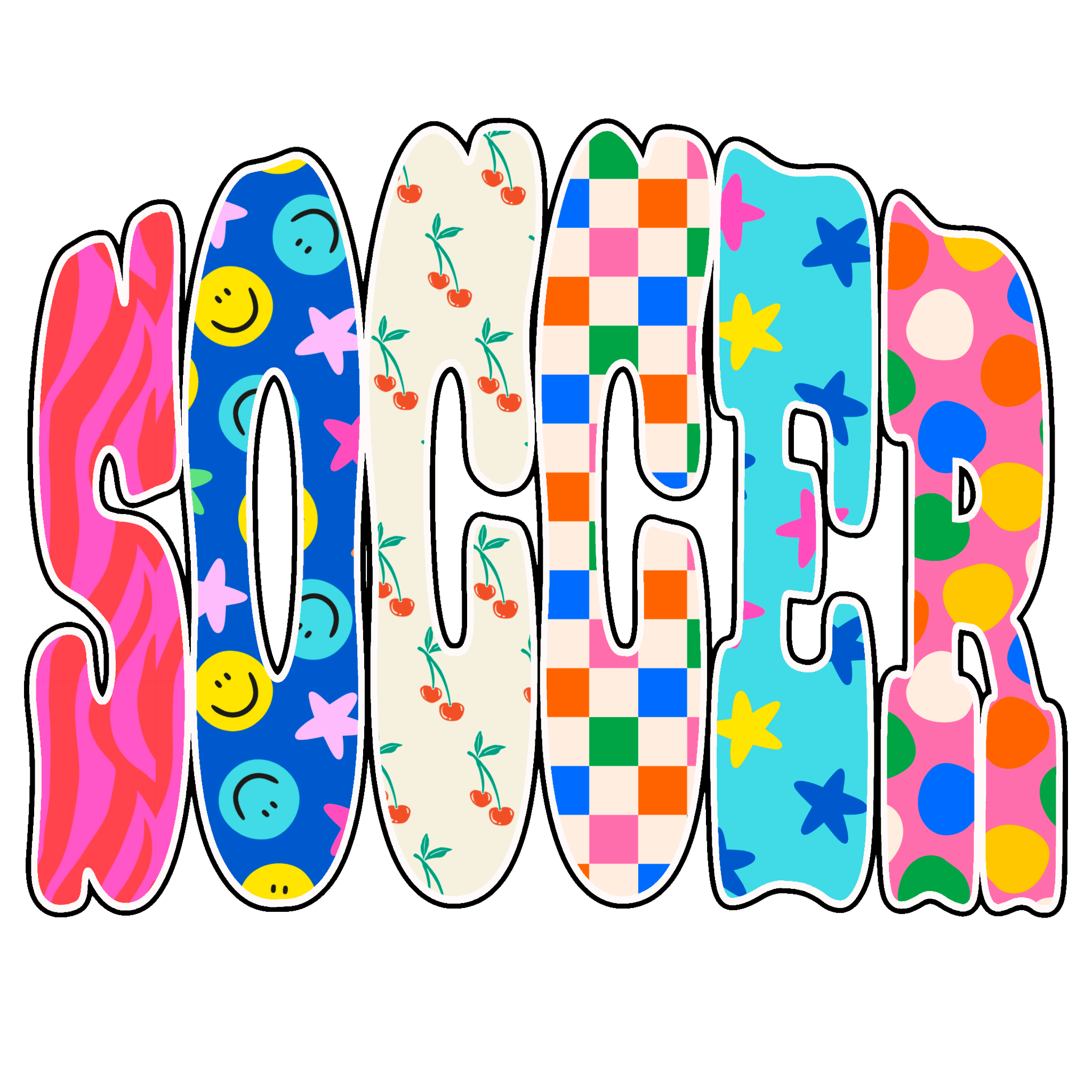 SC7 - Preppy Soccer Letters DTF Transfer - My Vinyl Craft
