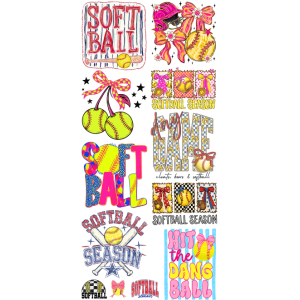 Softball Girl DTF Pre - Made Gangsheet - My Vinyl Craft