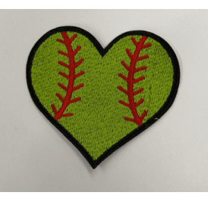 Softball Heart Iron On Patch - My Vinyl Craft