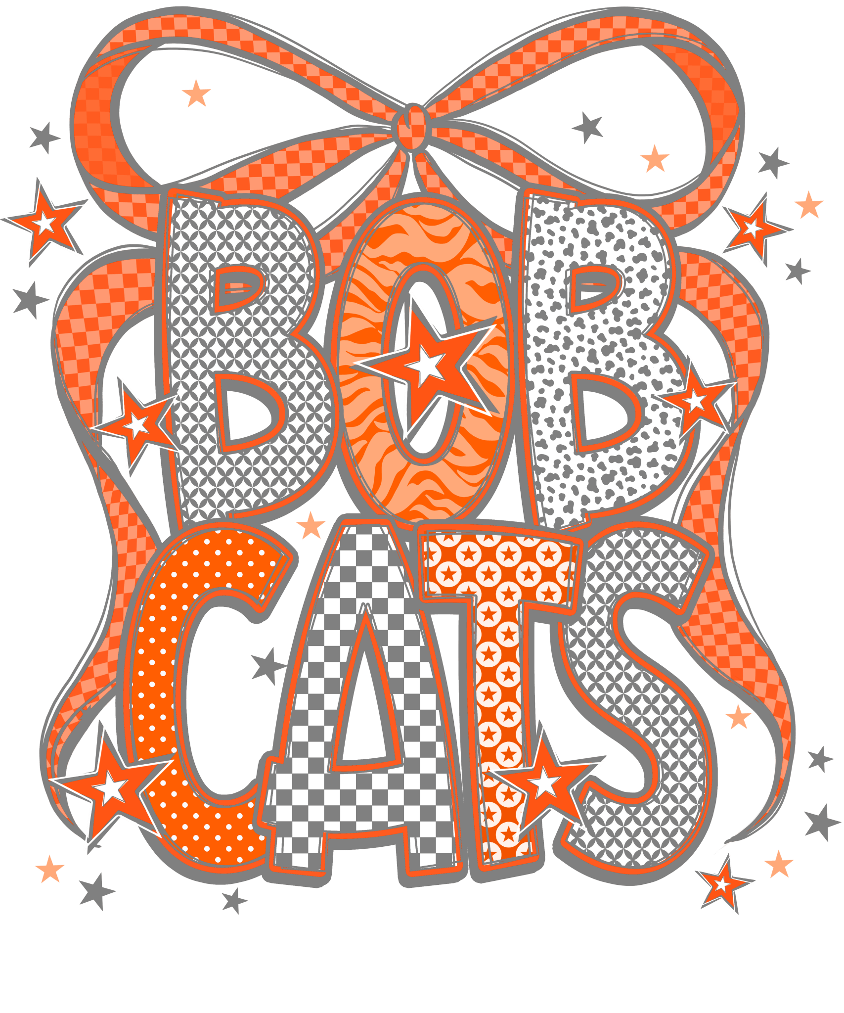 SP113 - Star Bow Bobcats DTF Transfer - My Vinyl Craft