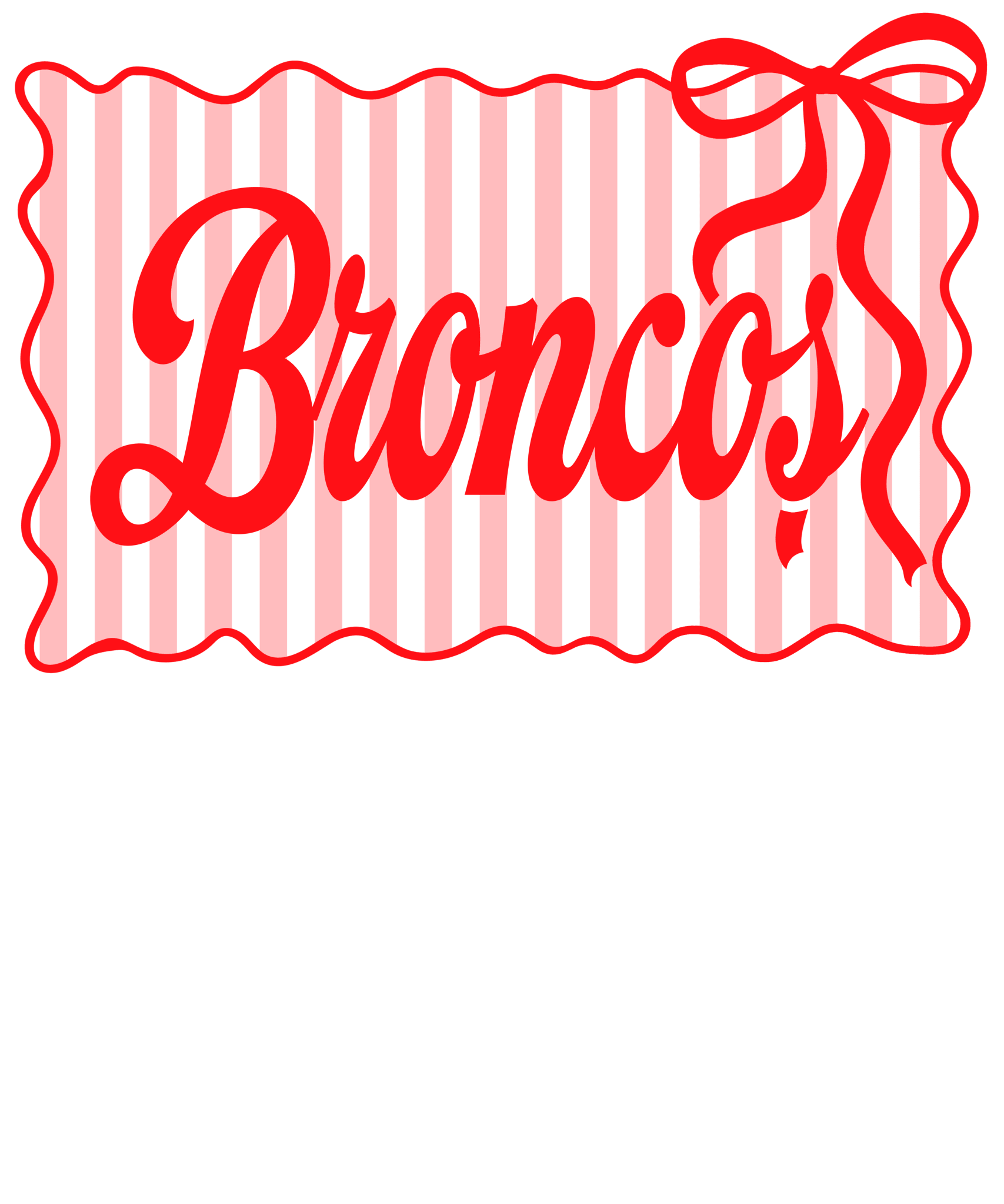 SP85 - Striped Bow Broncos DTF Transfer - My Vinyl Craft