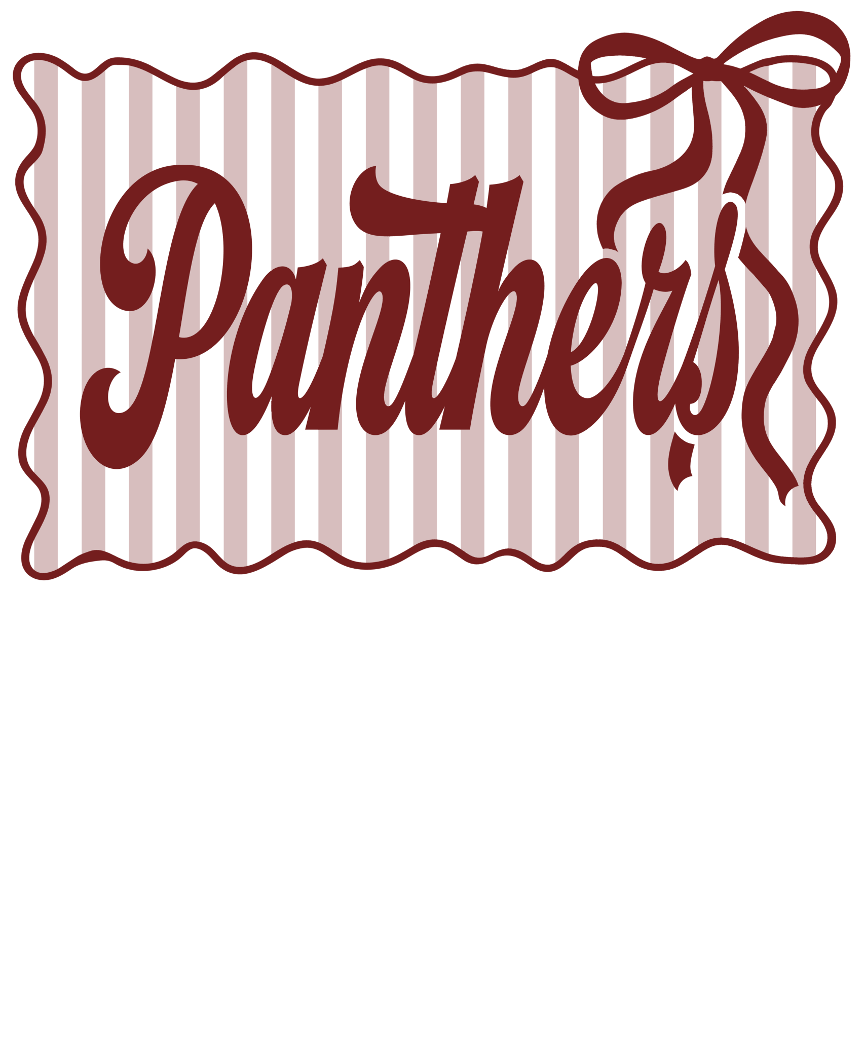 Sp88 - Striped Bow Panthers DTF Transfer - My Vinyl Craft
