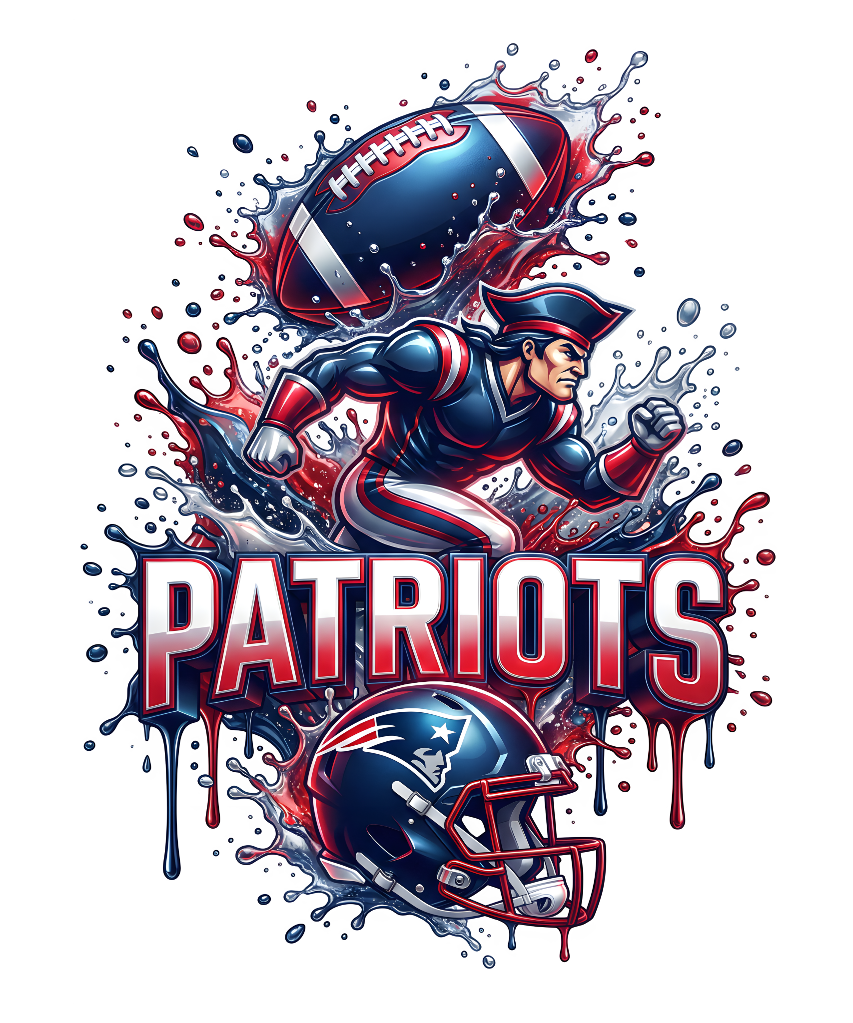SS13 - Patriots Splatter DTF Transfer - My Vinyl Craft