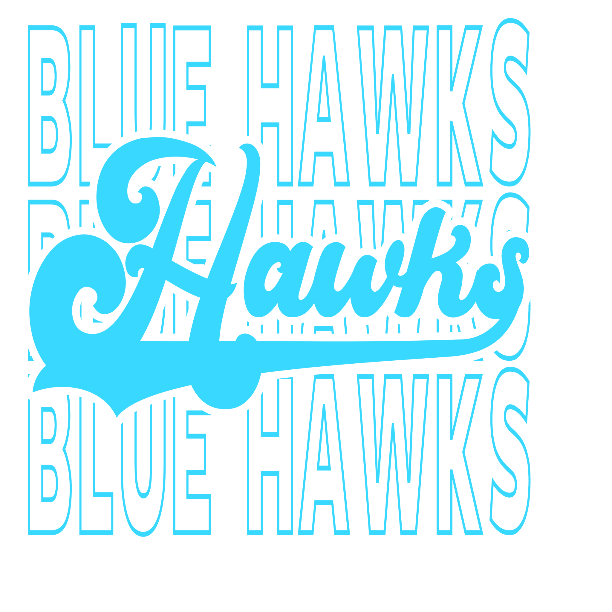Stacked Varsity Blue Hawks DTF Transfer - My Vinyl Craft