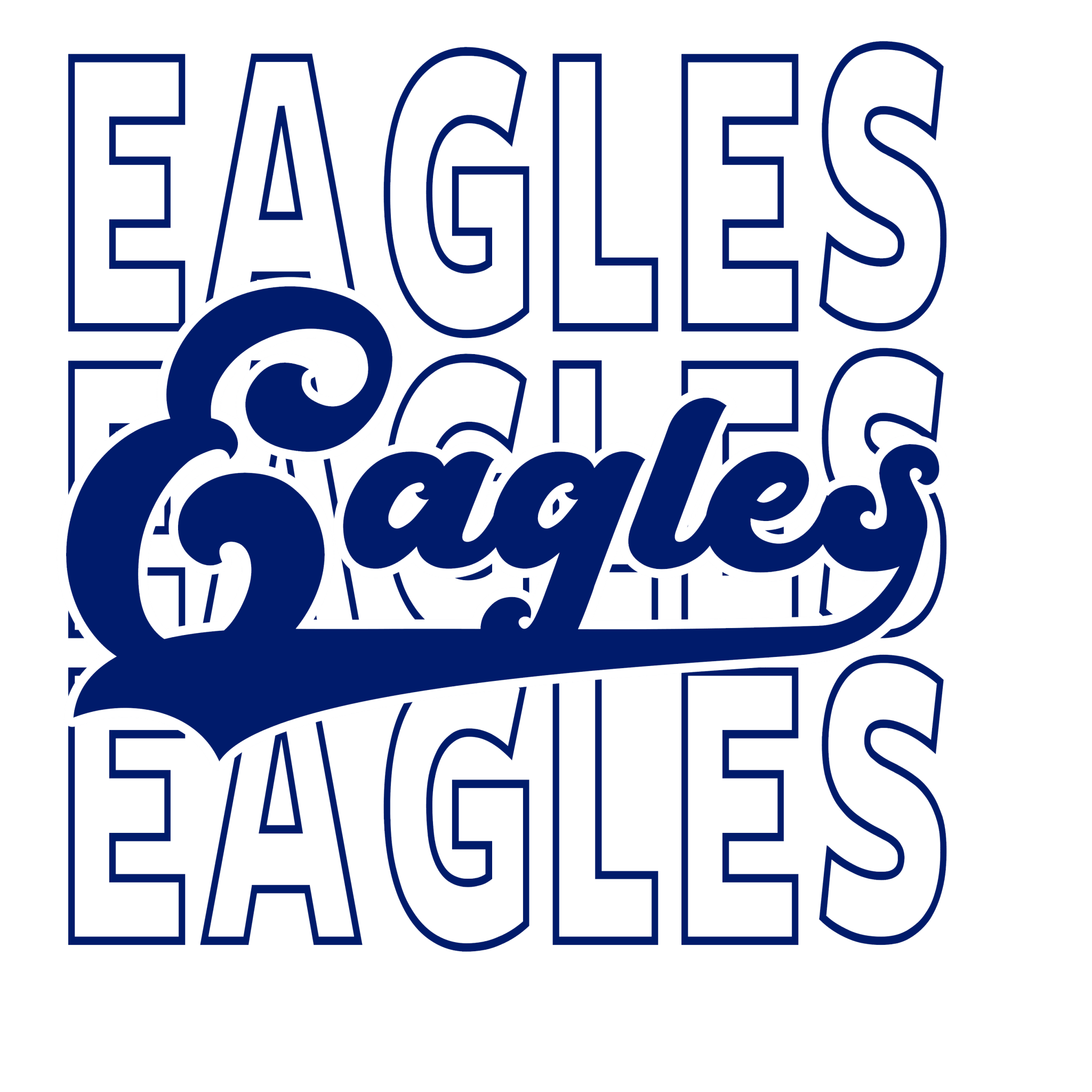 Stacked Varsity Eagles Blue DTF Transfer - My Vinyl Craft