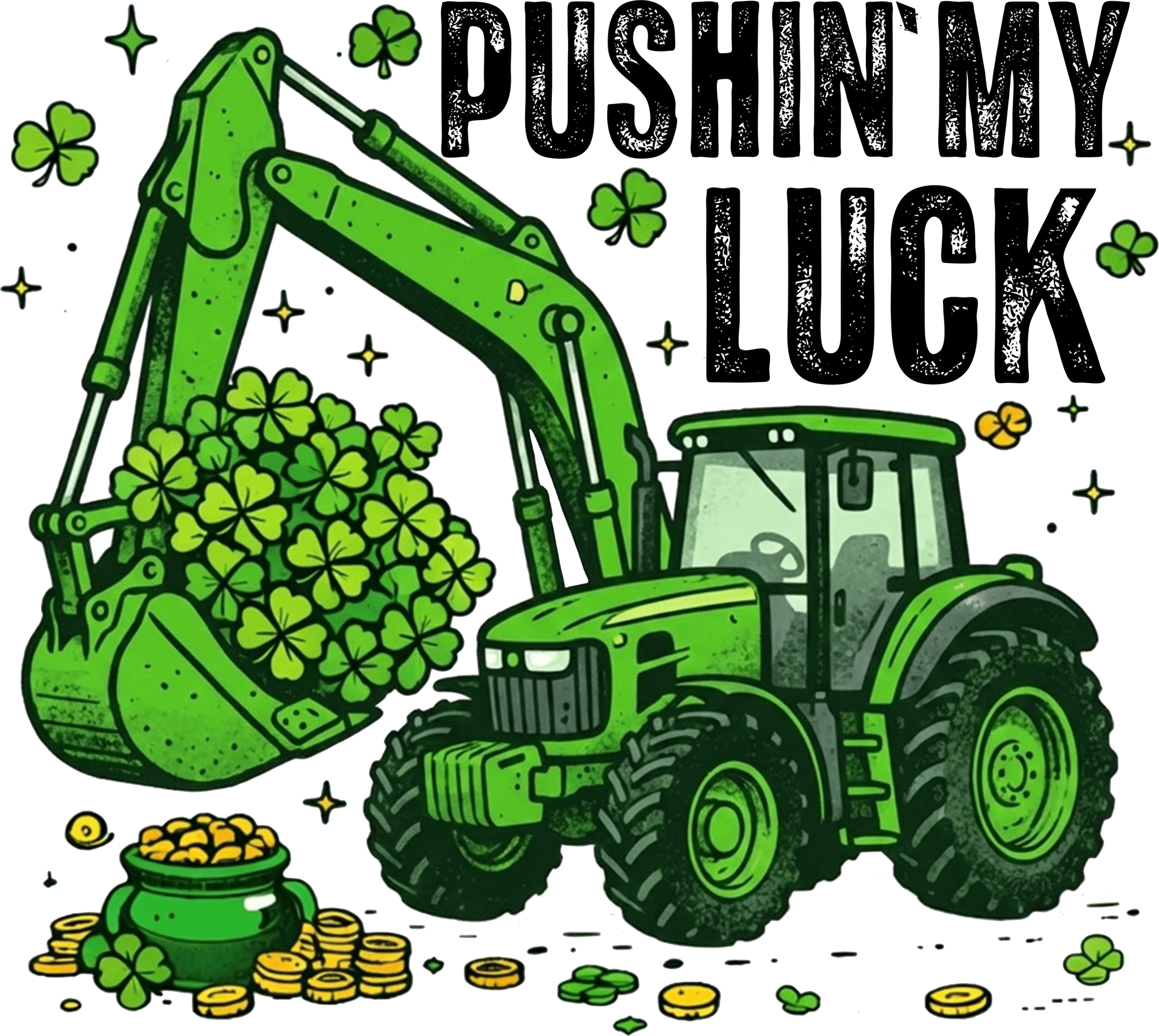 STP6 - Pushing Luck Green DTF Transfer - My Vinyl Craft