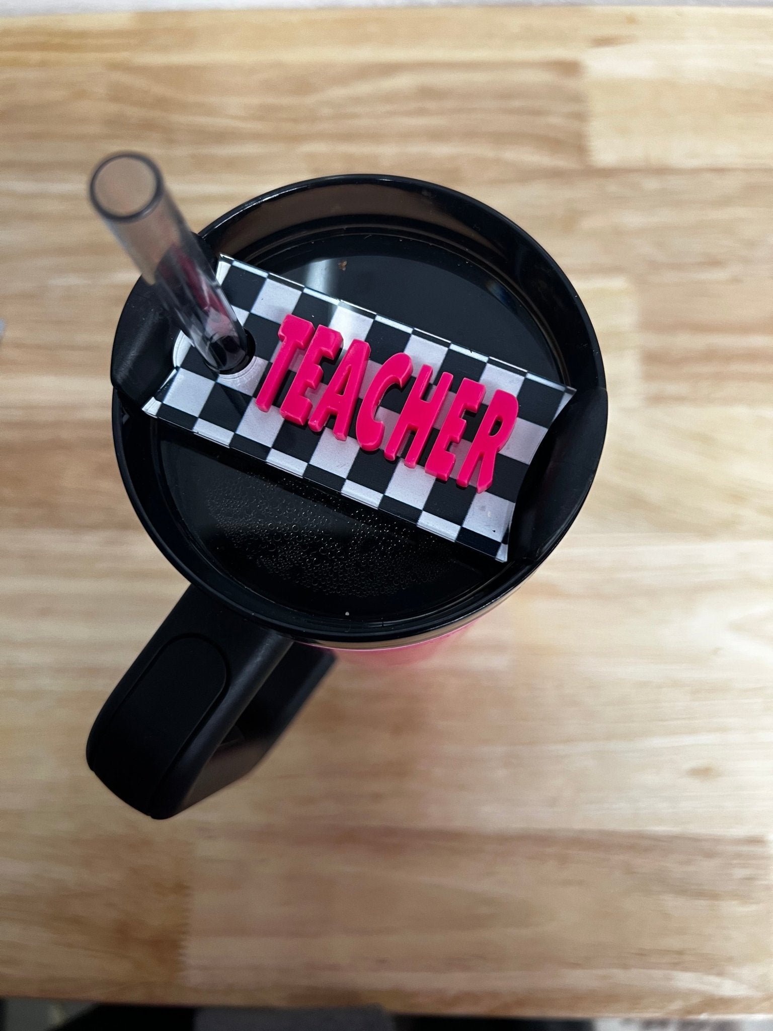 Teacher Checkered Cup Topper - My Vinyl Craft