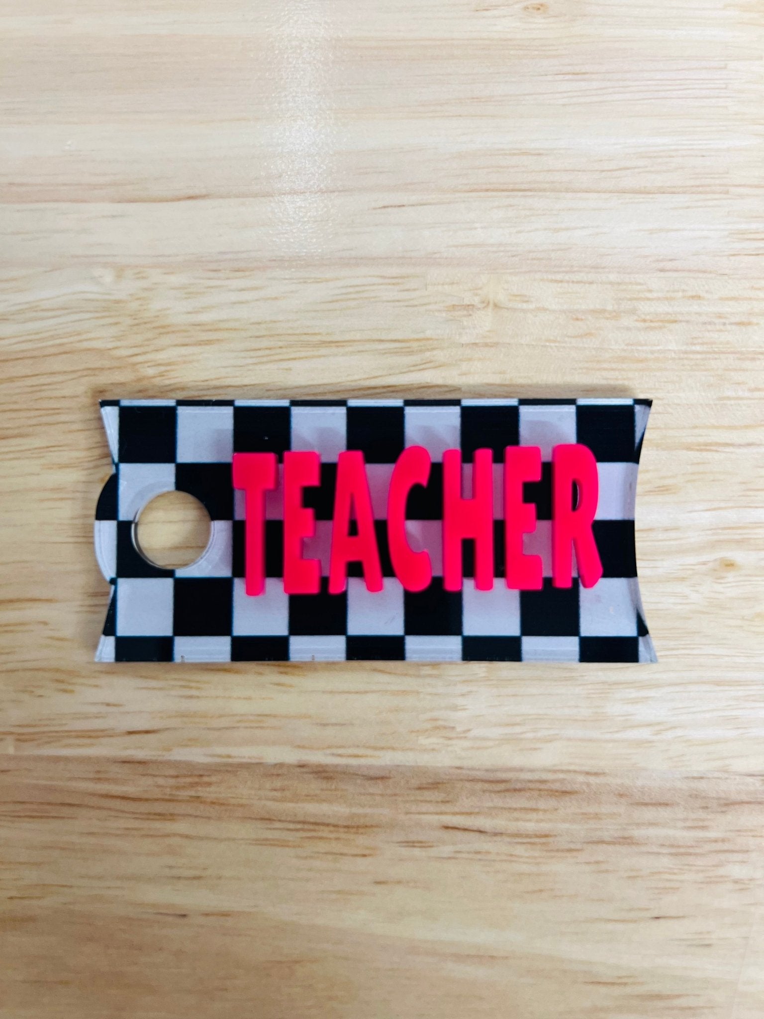 Teacher Checkered Cup Topper - My Vinyl Craft