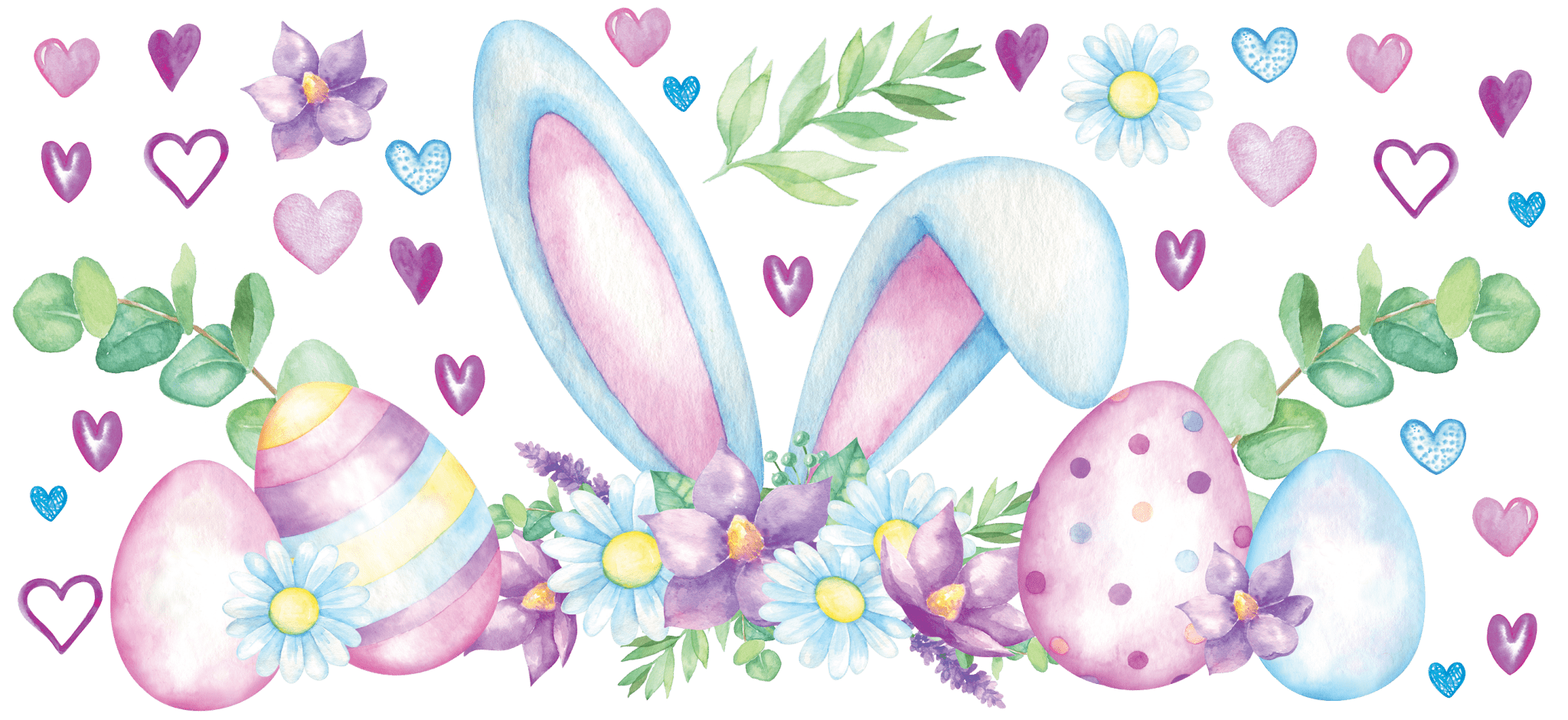 UV128 - Watercolor Bunny Ears UV DTF Cup Wrap - My Vinyl Craft