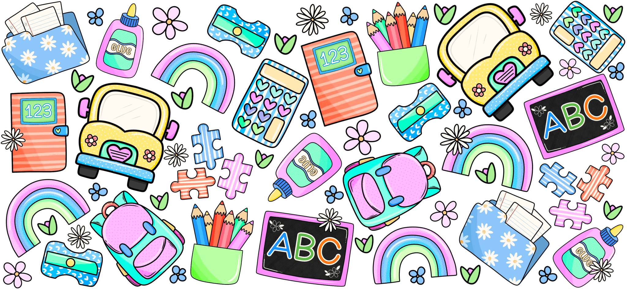 UV134 - Neon Retro Teacher UV DTF Cup Wrap - My Vinyl Craft