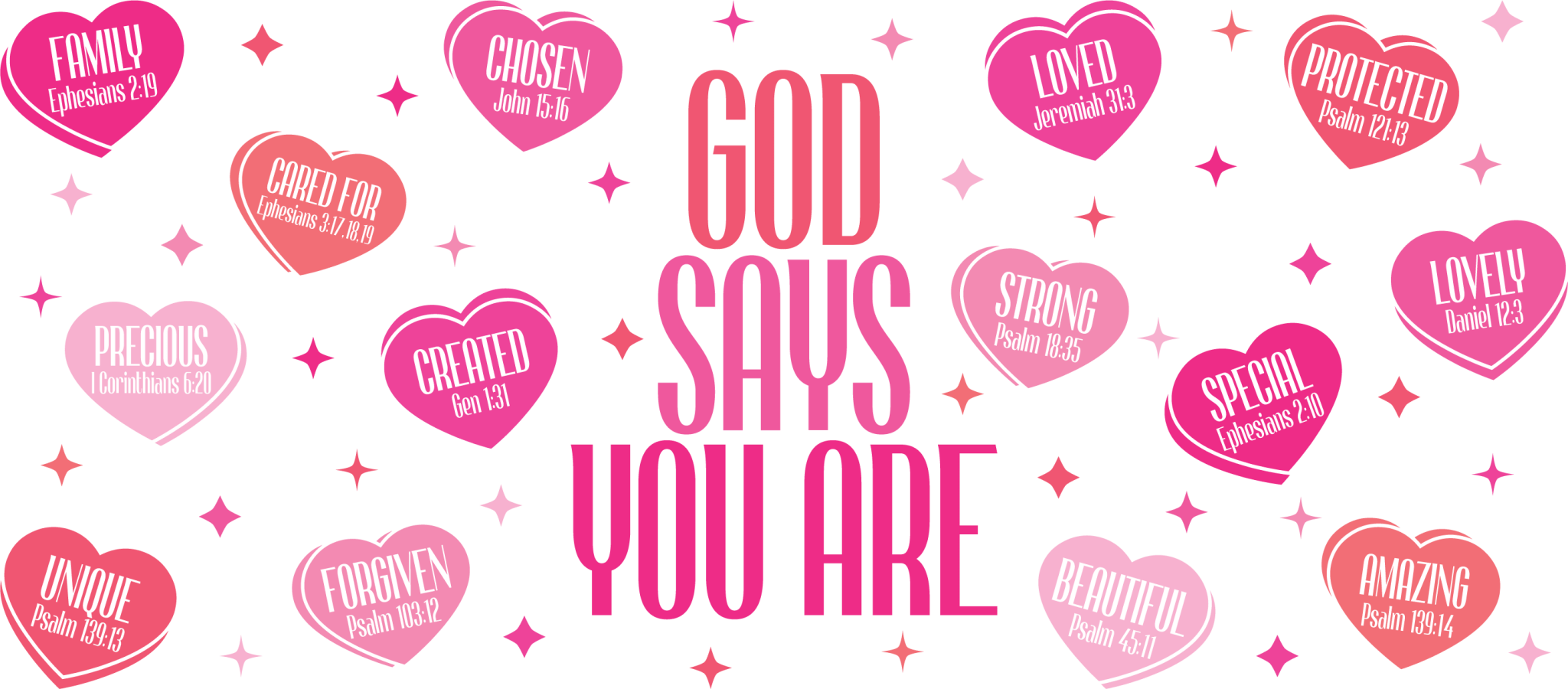 UV28 - God Says You Valentines UV DTF Cup Wrap - My Vinyl Craft